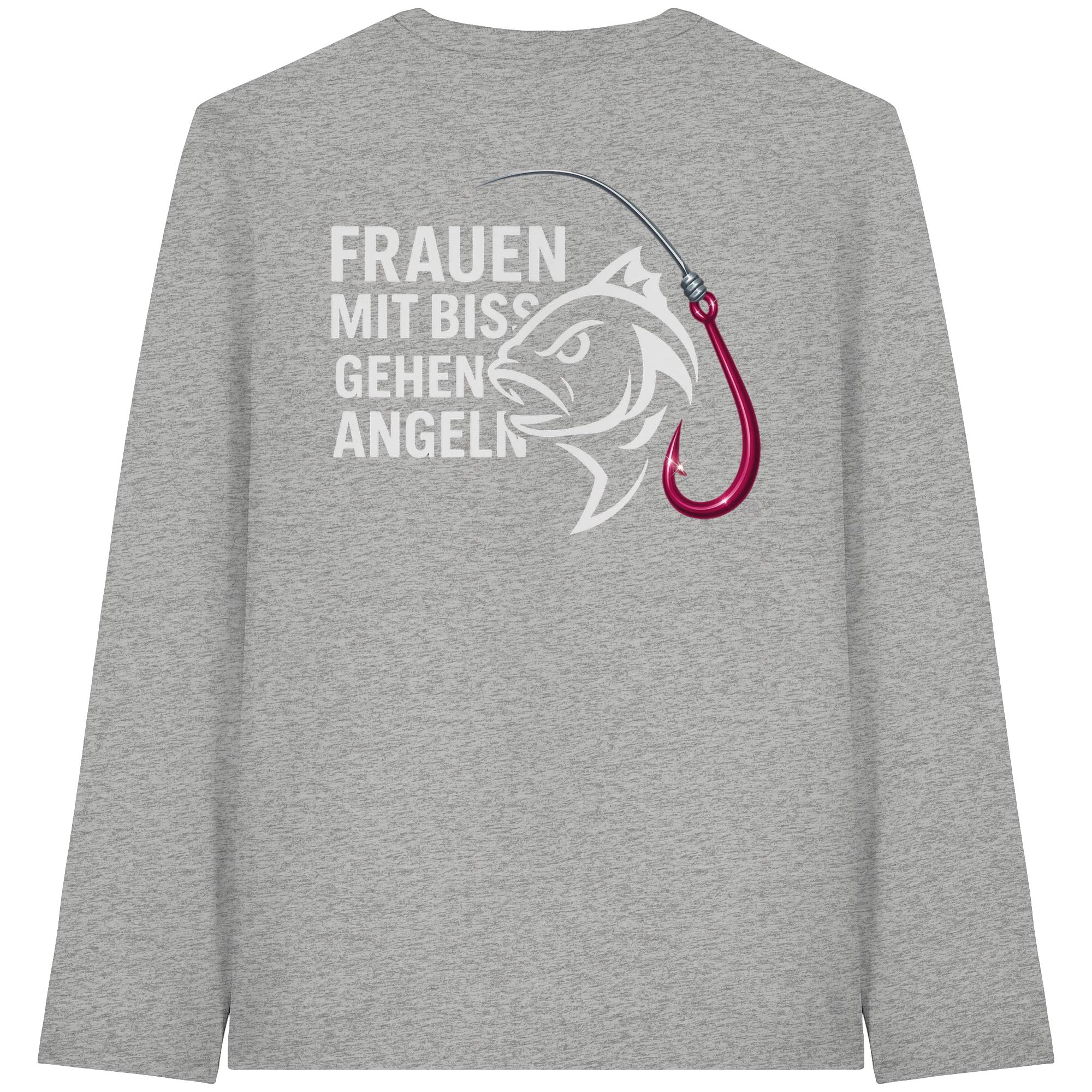Shirt für starke Frauen "Frauen mit Biss, gehen angeln" Vorne/hinten Druck  - Organic Longsleeve T-Shirt