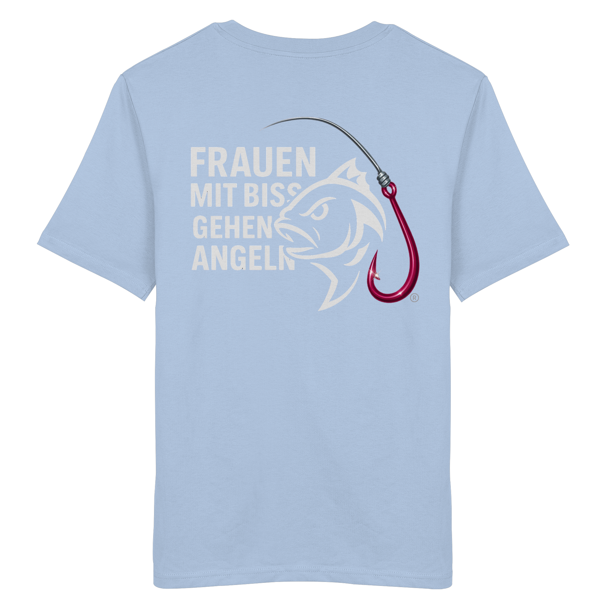 T-Shirt für starke Frauen "Frauen mit Biss, gehen angeln" Vorne/hinten Druck  - Organic Shirt