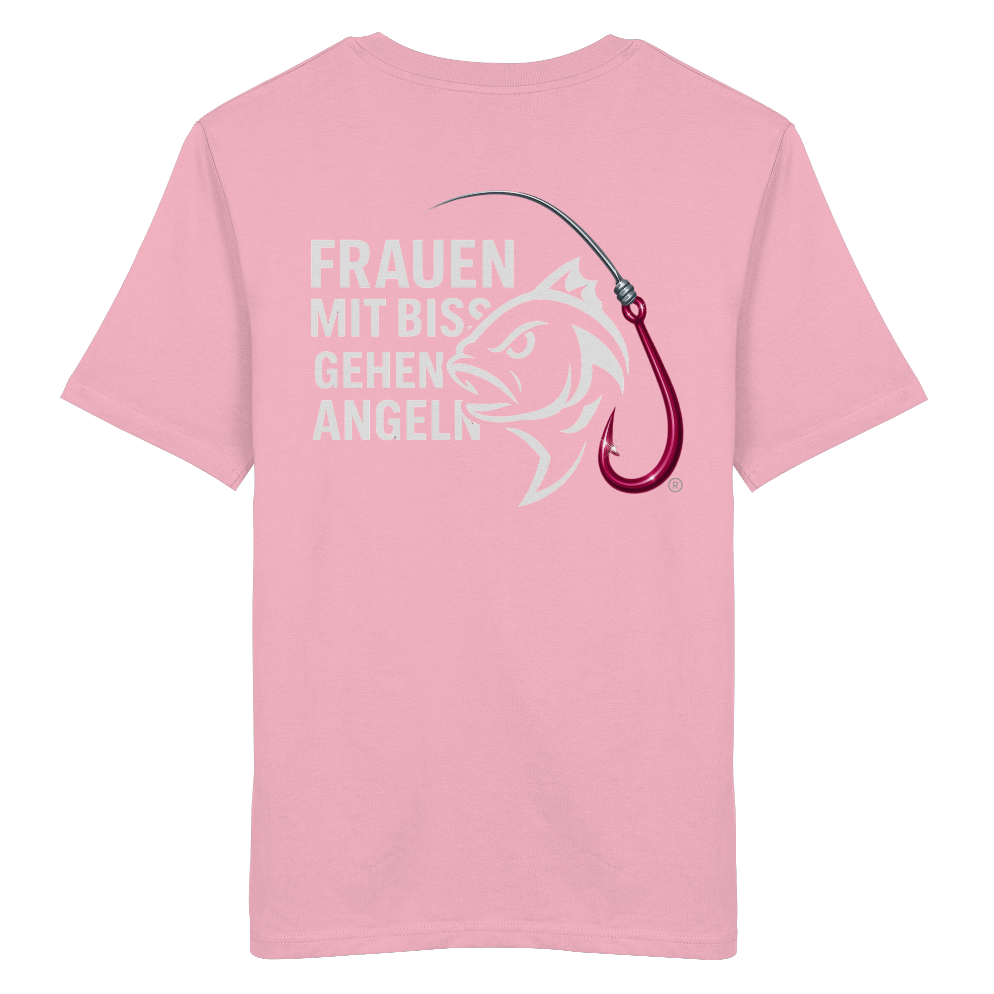 T-Shirt für starke Frauen "Frauen mit Biss, gehen angeln" Vorne/hinten Druck  - Organic Shirt