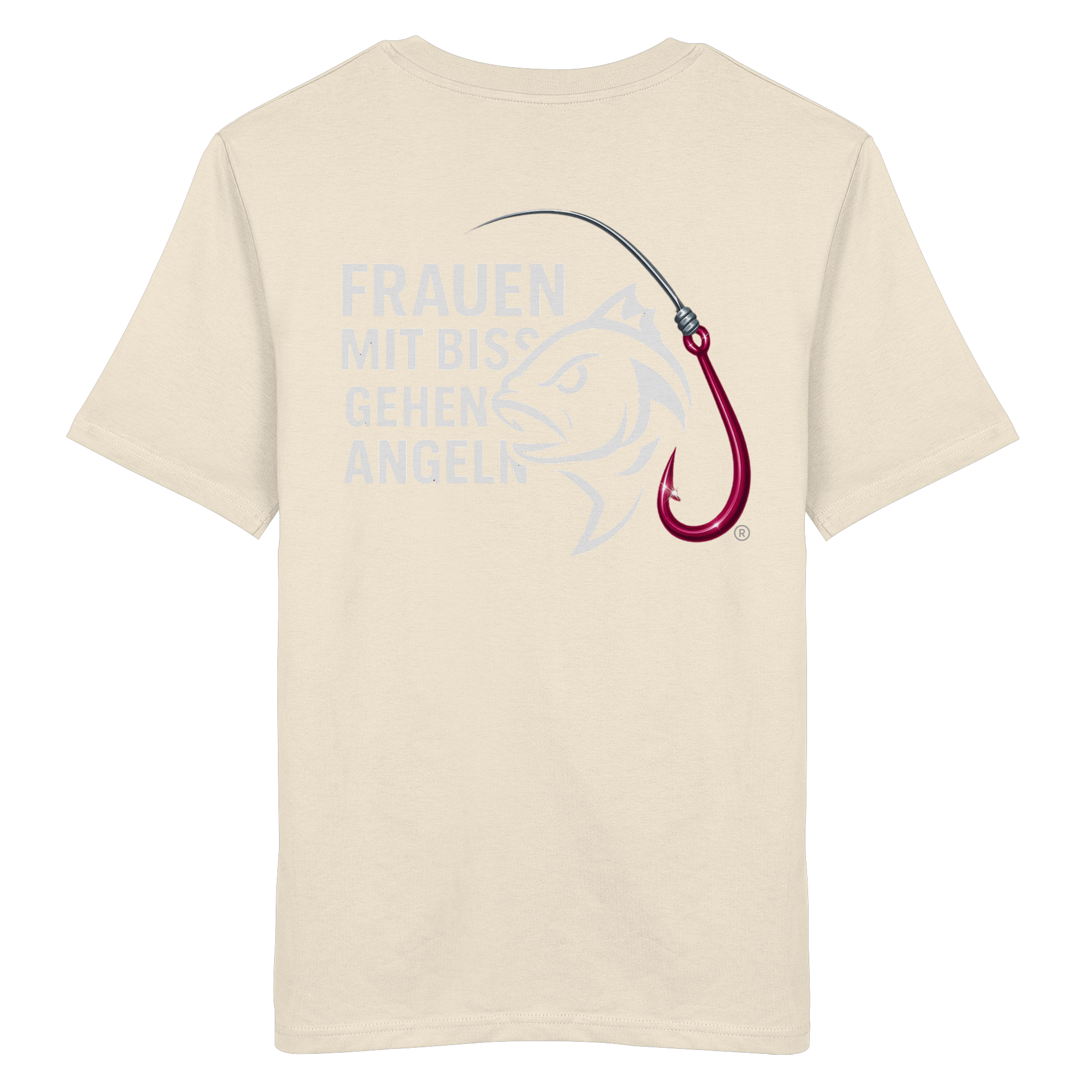 T-Shirt für starke Frauen "Frauen mit Biss, gehen angeln" Vorne/hinten Druck  - Organic Shirt