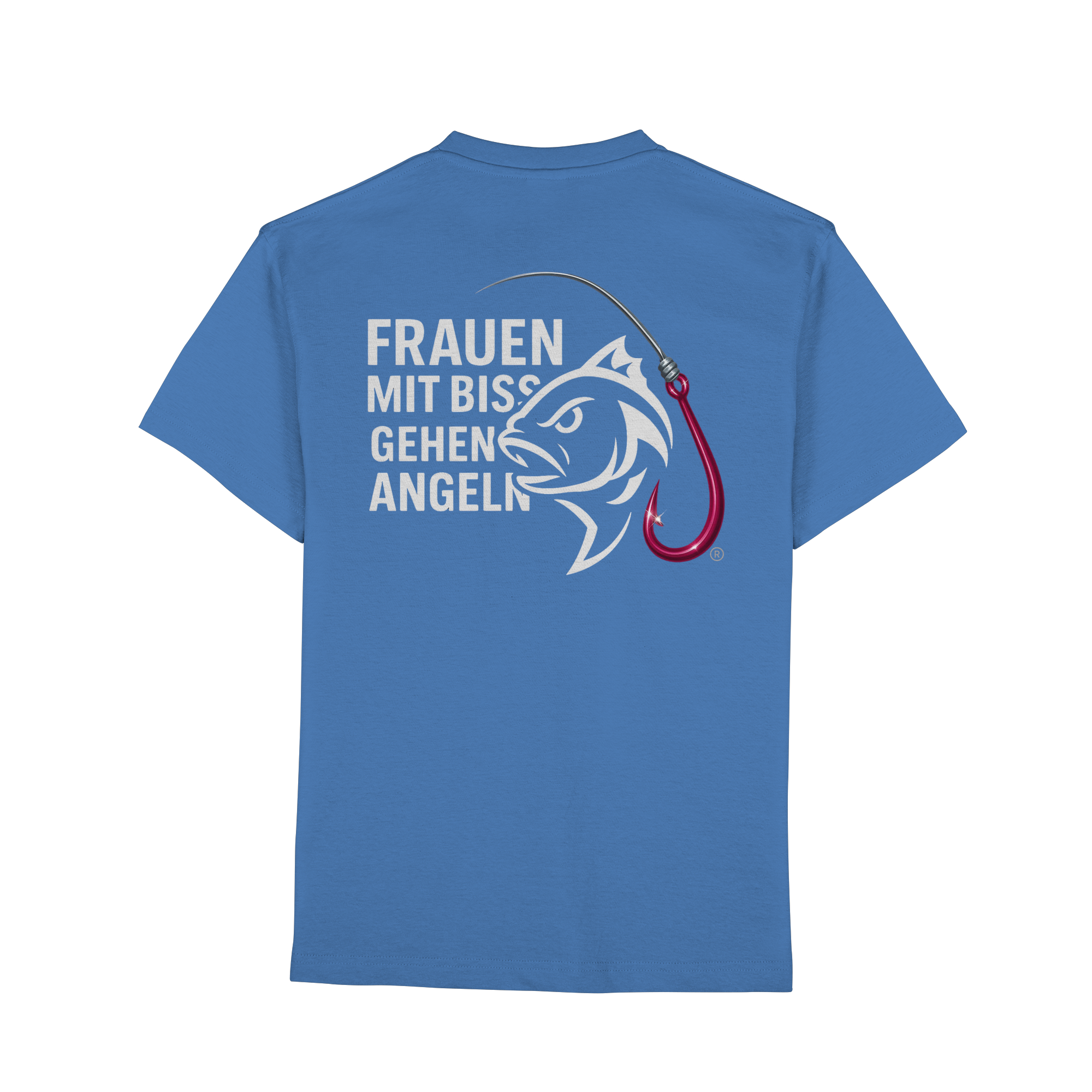 T-Shirt für starke Frauen "Frauen mit Biss, gehen angeln" Vorne/hinten Druck  - Premium Classic T-Shirt