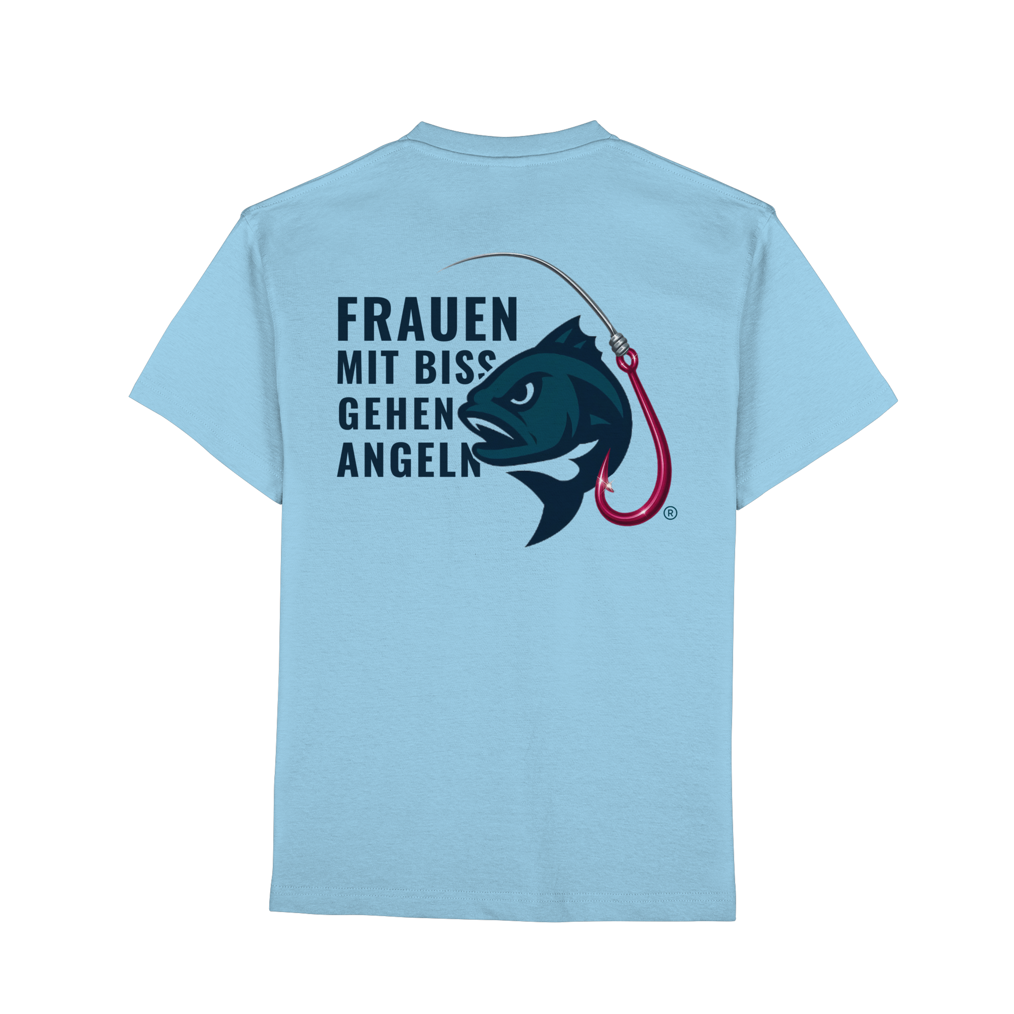T-Shirt für starke Frauen "Frauen mit Biss, gehen angeln" Vorne/hinten Druck - Premium Classic T-Shirt
