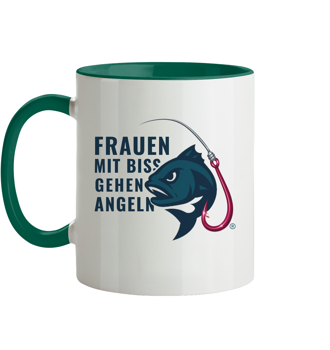 Tasse "Frauen mit Biss, gehen angeln" - zweifarbig - Tasse zweifarbig