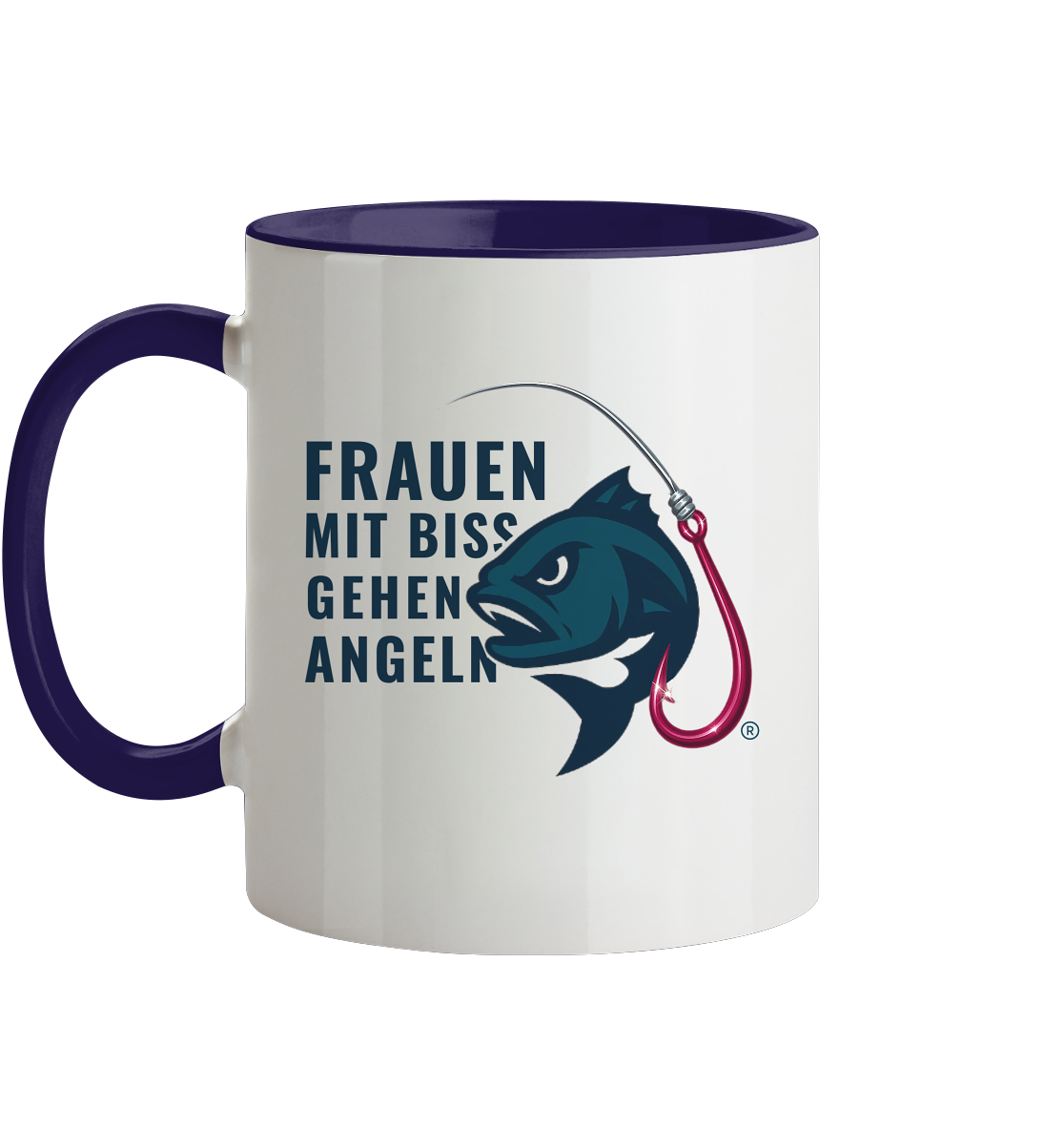 Tasse "Frauen mit Biss, gehen angeln" - zweifarbig - Tasse zweifarbig