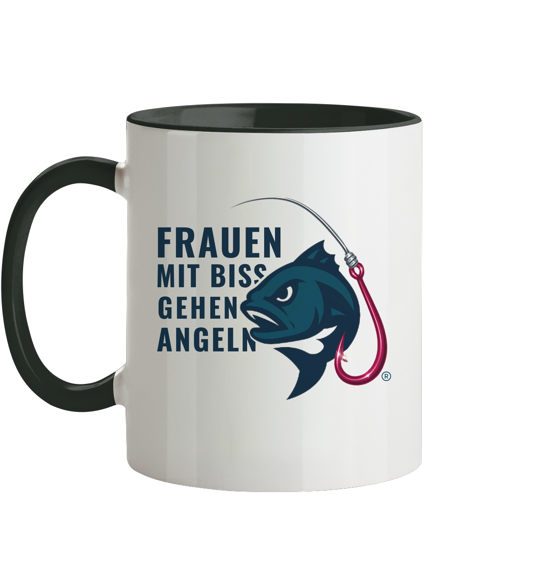 Tasse "Frauen mit Biss, gehen angeln" - zweifarbig - Tasse zweifarbig