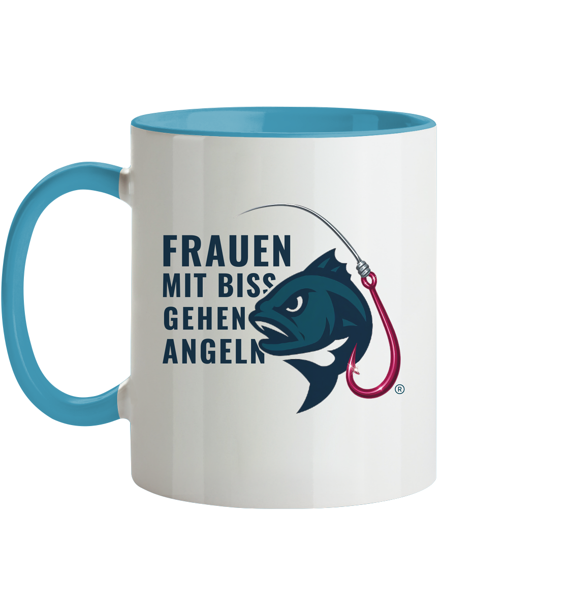 Tasse "Frauen mit Biss, gehen angeln" - zweifarbig - Tasse zweifarbig