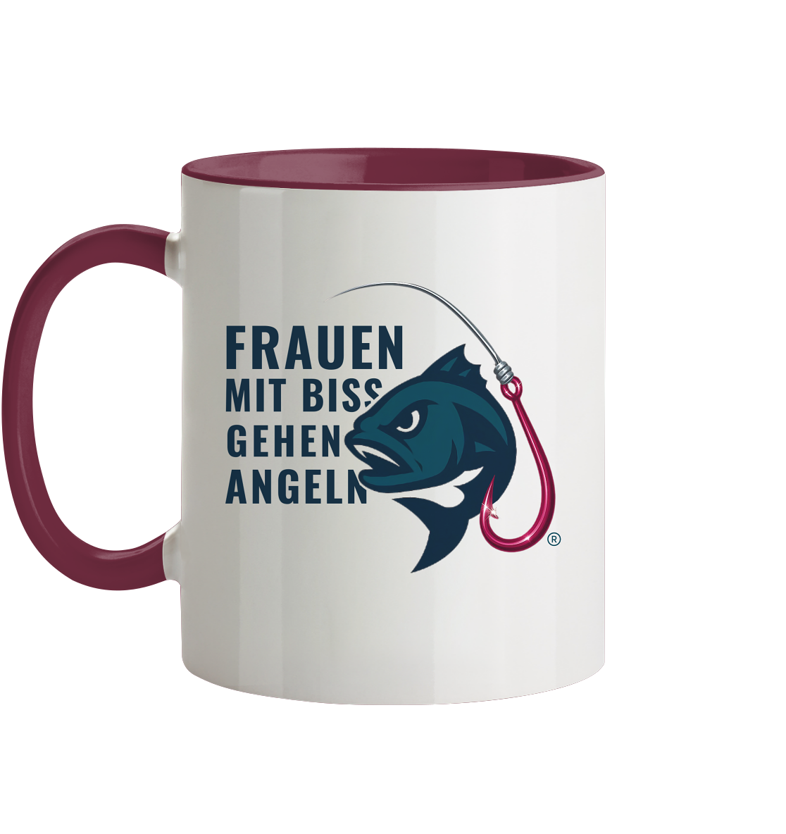 Tasse "Frauen mit Biss, gehen angeln" - zweifarbig - Tasse zweifarbig