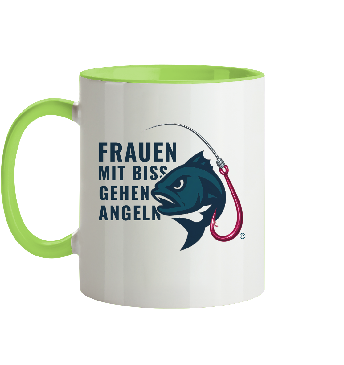 Tasse "Frauen mit Biss, gehen angeln" - zweifarbig - Tasse zweifarbig
