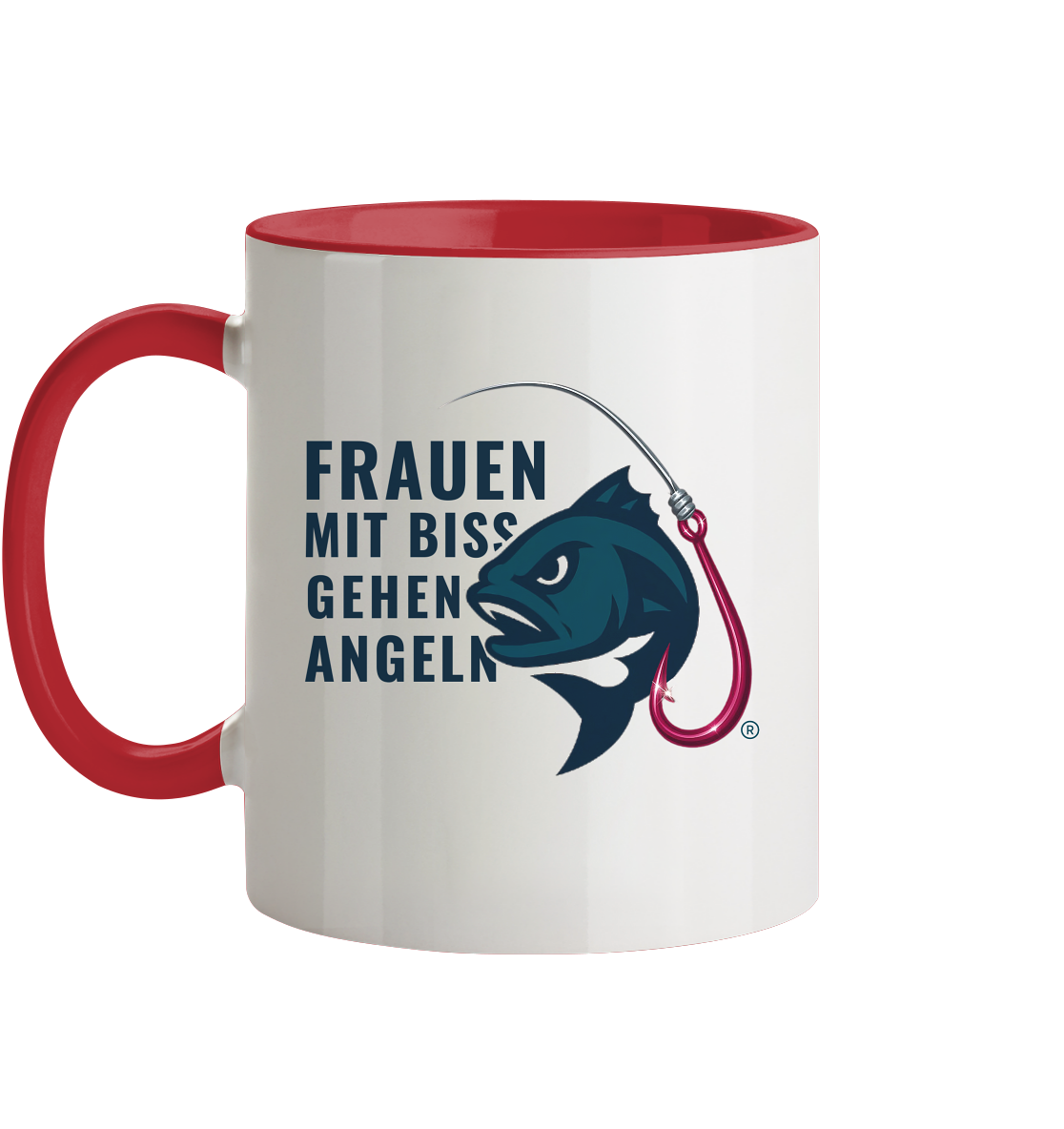 Tasse "Frauen mit Biss, gehen angeln" - zweifarbig - Tasse zweifarbig