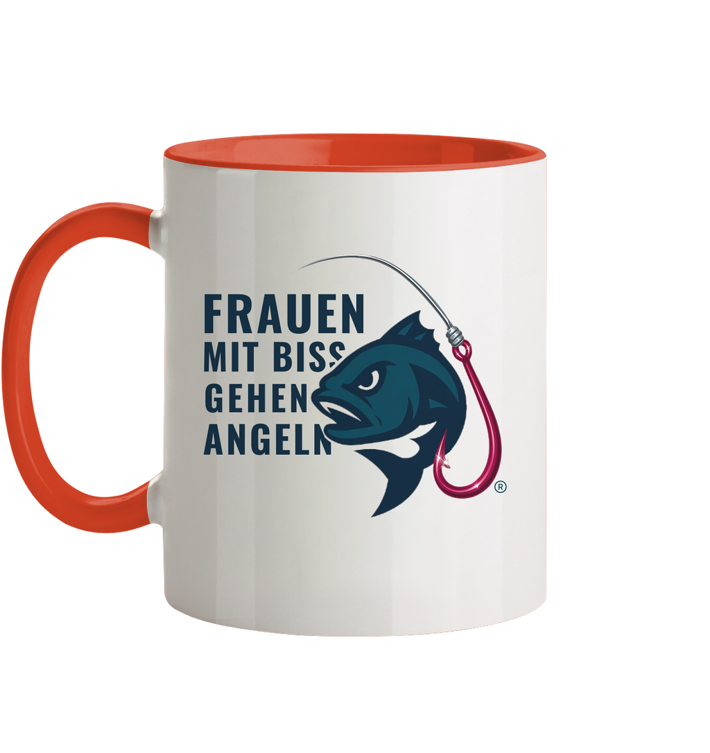 Tasse "Frauen mit Biss, gehen angeln" - zweifarbig - Tasse zweifarbig