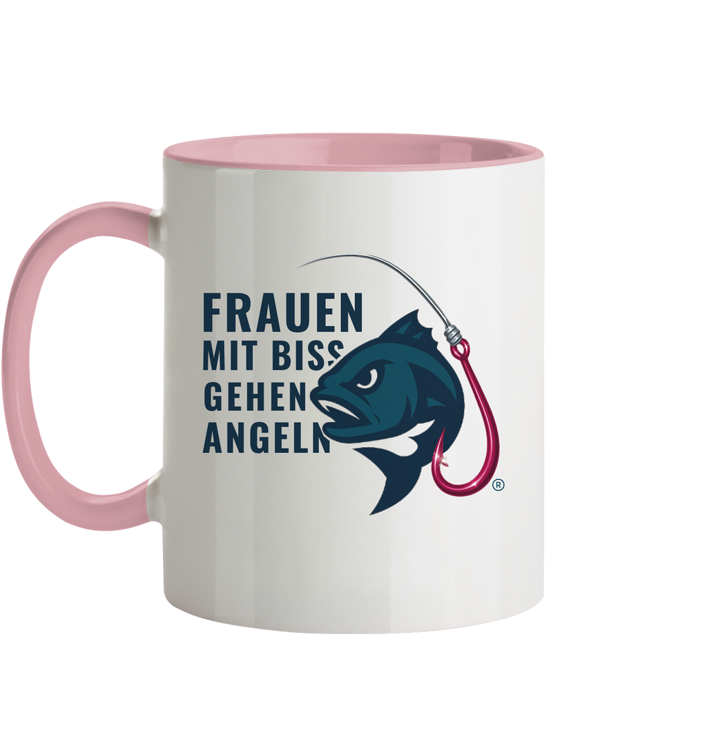 Tasse "Frauen mit Biss, gehen angeln" - zweifarbig - Tasse zweifarbig