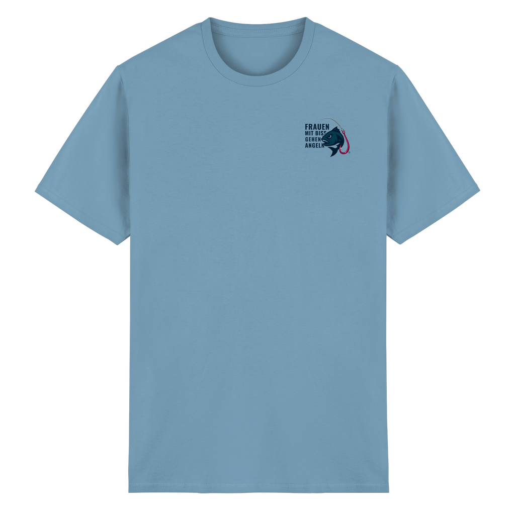 T-Shirt für starke Frauen "Frauen mit Biss, gehen angeln" Vorne/hinten Druck - Heavy Cotton T-Shirt