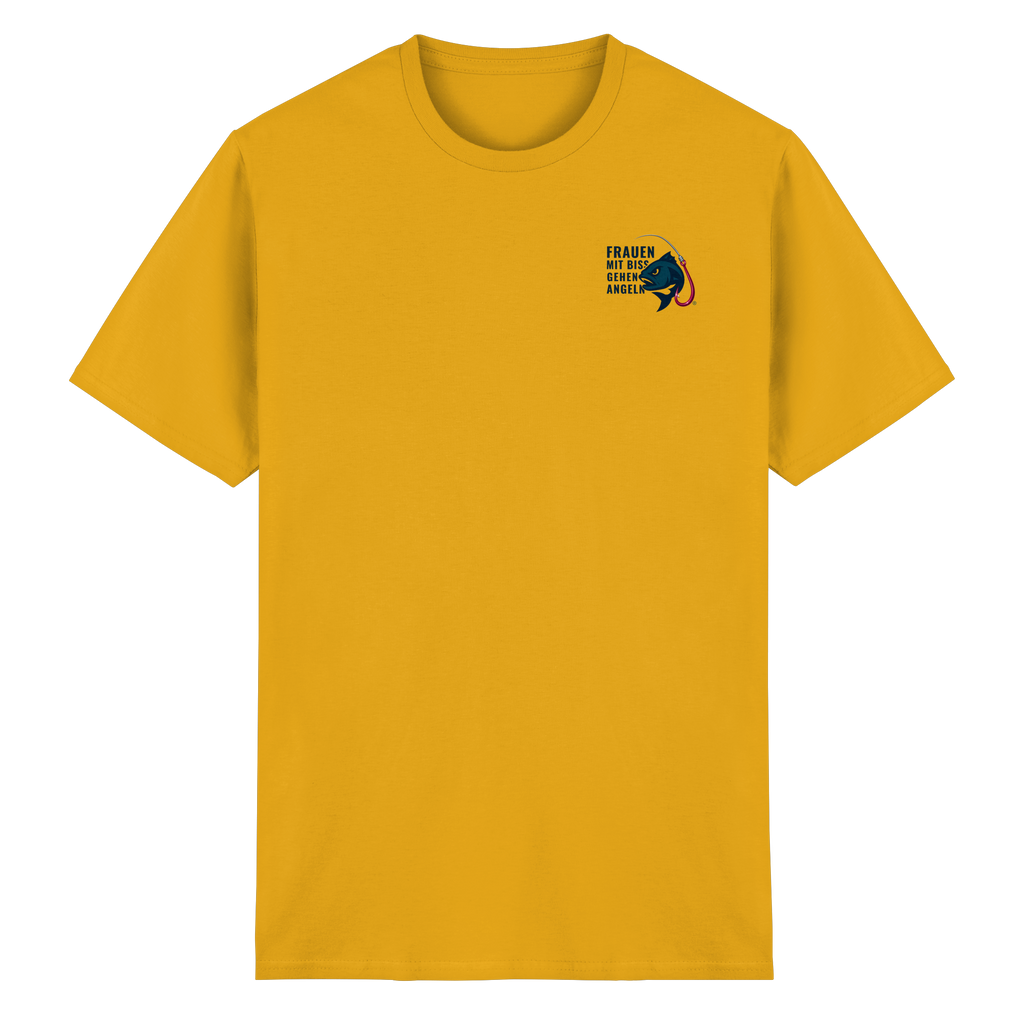 T-Shirt für starke Frauen "Frauen mit Biss, gehen angeln" Vorne/hinten Druck - Heavy Cotton T-Shirt