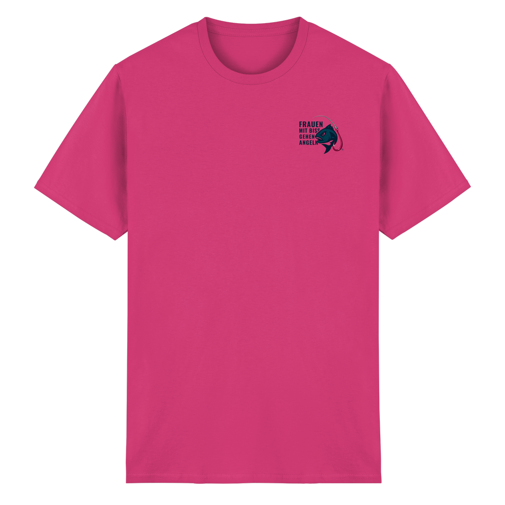 T-Shirt für starke Frauen "Frauen mit Biss, gehen angeln" Vorne/hinten Druck - Heavy Cotton T-Shirt