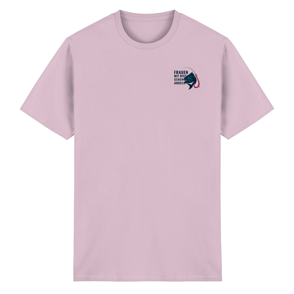 T-Shirt für starke Frauen "Frauen mit Biss, gehen angeln" Vorne/hinten Druck - Heavy Cotton T-Shirt