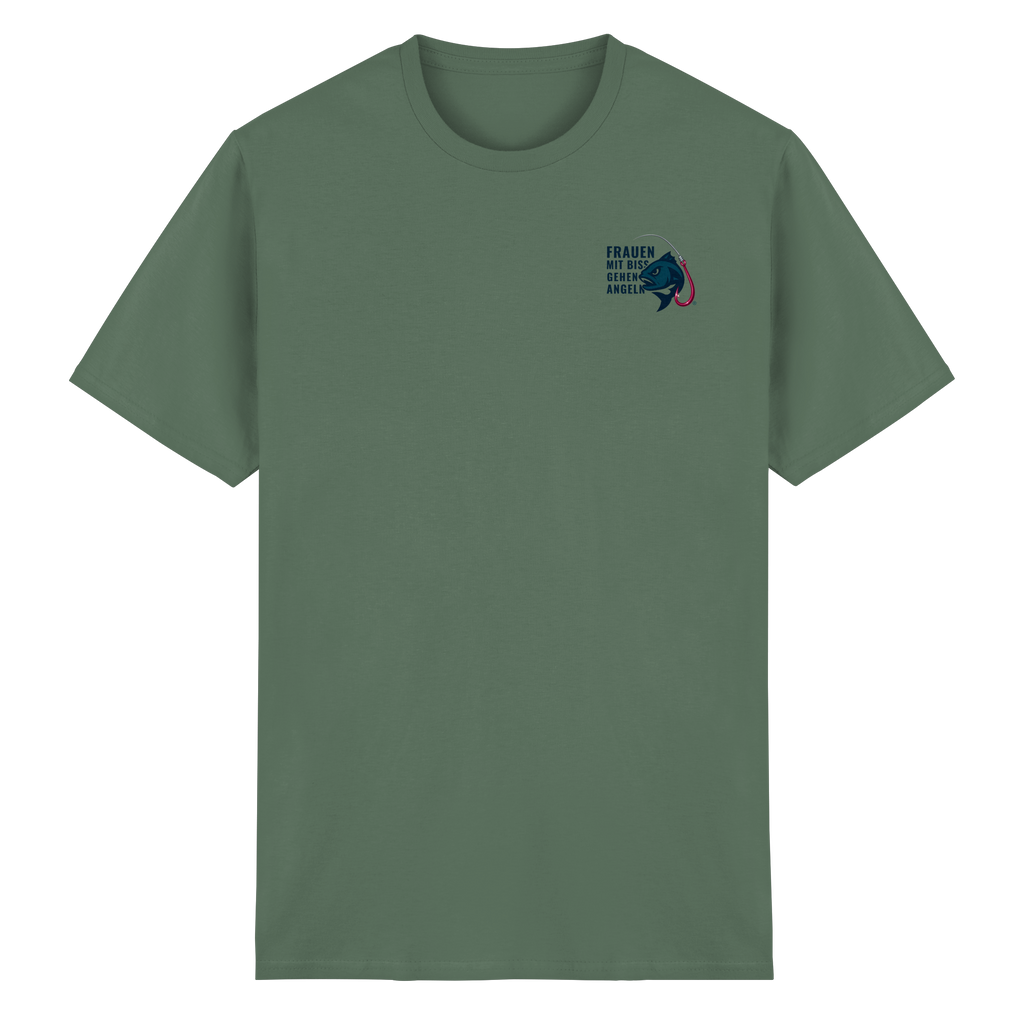 T-Shirt für starke Frauen "Frauen mit Biss, gehen angeln" Vorne/hinten Druck - Heavy Cotton T-Shirt