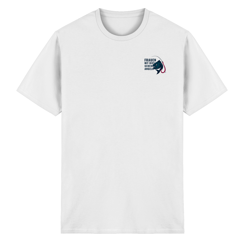 T-Shirt für starke Frauen "Frauen mit Biss, gehen angeln" Vorne/hinten Druck - Heavy Cotton T-Shirt