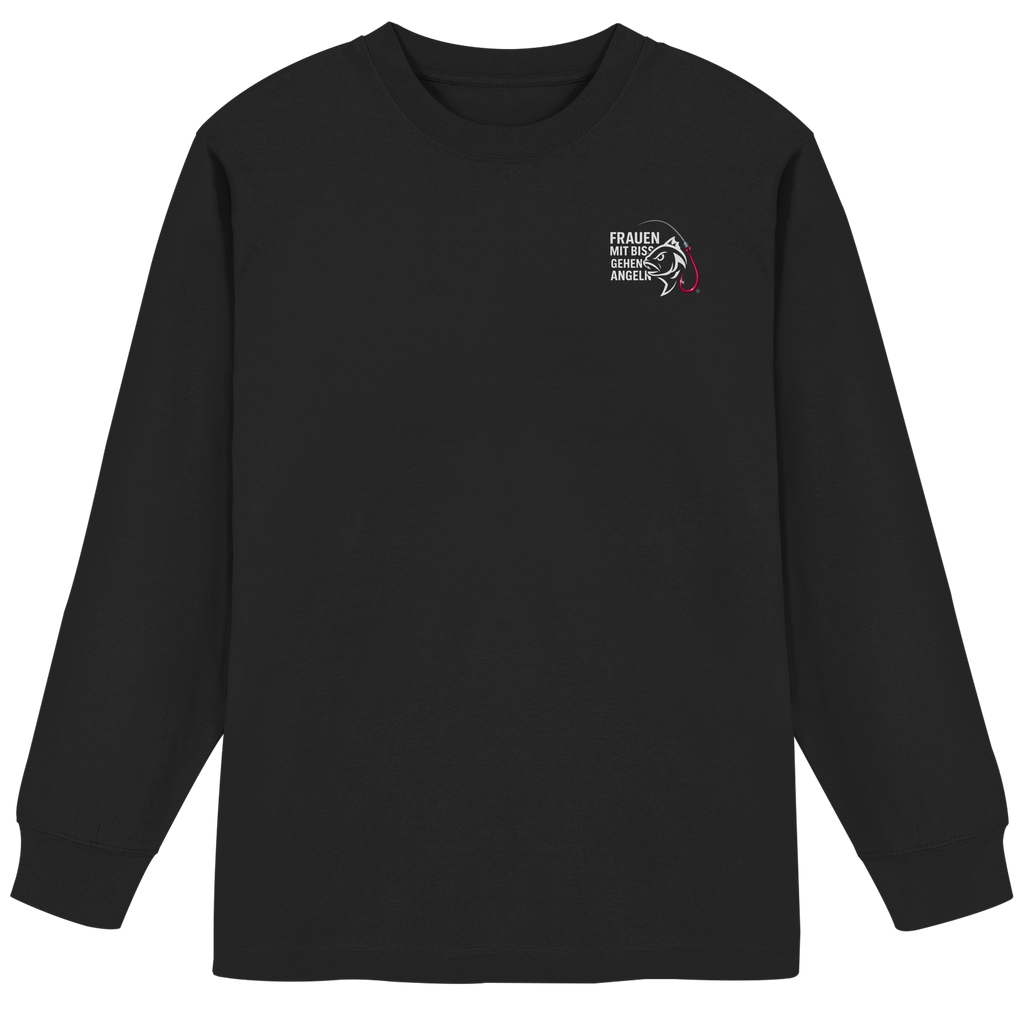 T-Shirt für starke Frauen "Frauen mit Biss, gehen angeln" Vorne/hinten Druck  - Organic Heavy Oversized Longsleeve T-Shirt