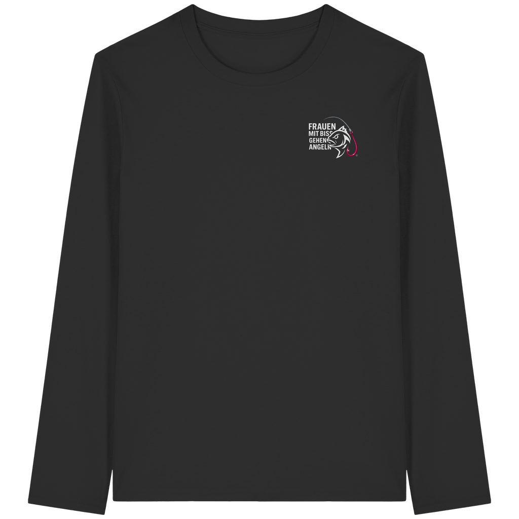 Shirt für starke Frauen "Frauen mit Biss, gehen angeln" Vorne/hinten Druck  - Organic Longsleeve T-Shirt