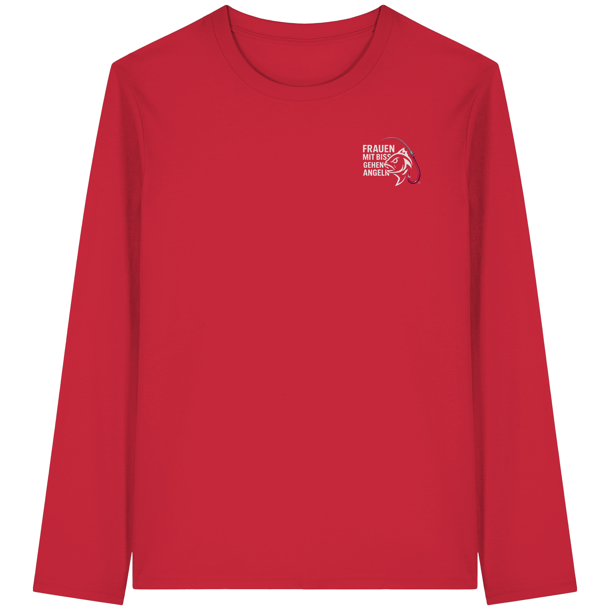 Shirt für starke Frauen "Frauen mit Biss, gehen angeln" Vorne/hinten Druck  - Organic Longsleeve T-Shirt
