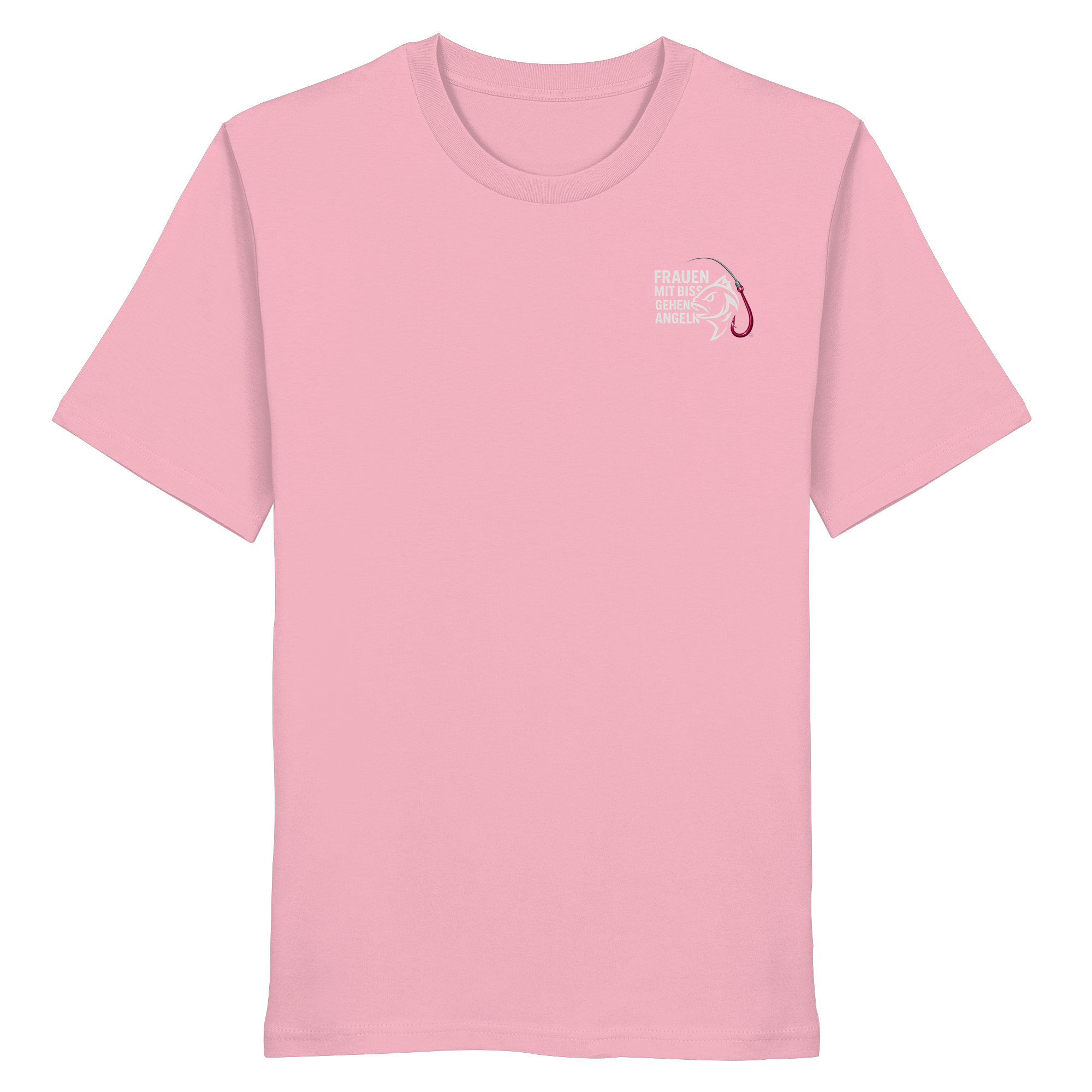 T-Shirt für starke Frauen "Frauen mit Biss, gehen angeln" Vorne/hinten Druck  - Organic Shirt