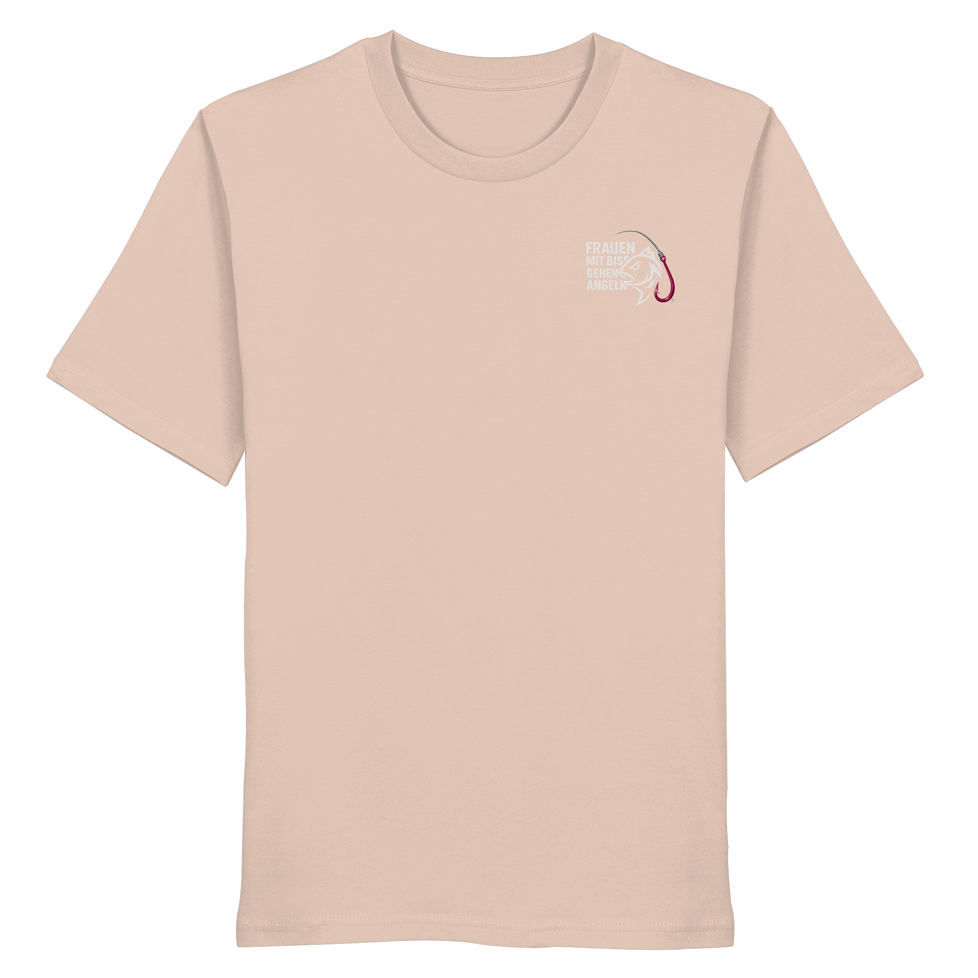 T-Shirt für starke Frauen "Frauen mit Biss, gehen angeln" Vorne/hinten Druck  - Organic Shirt