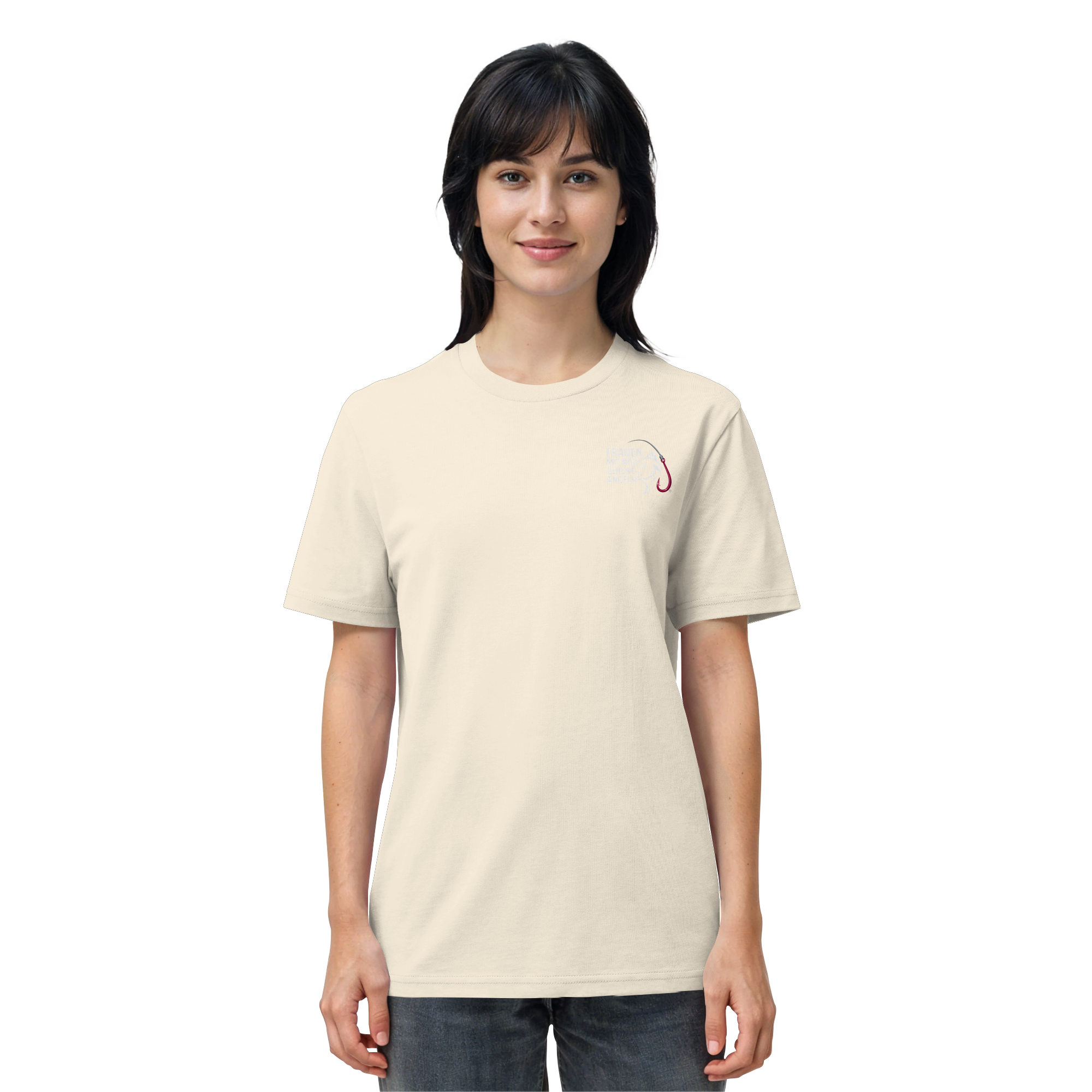 T-Shirt für starke Frauen "Frauen mit Biss, gehen angeln" Vorne/hinten Druck  - Organic Shirt