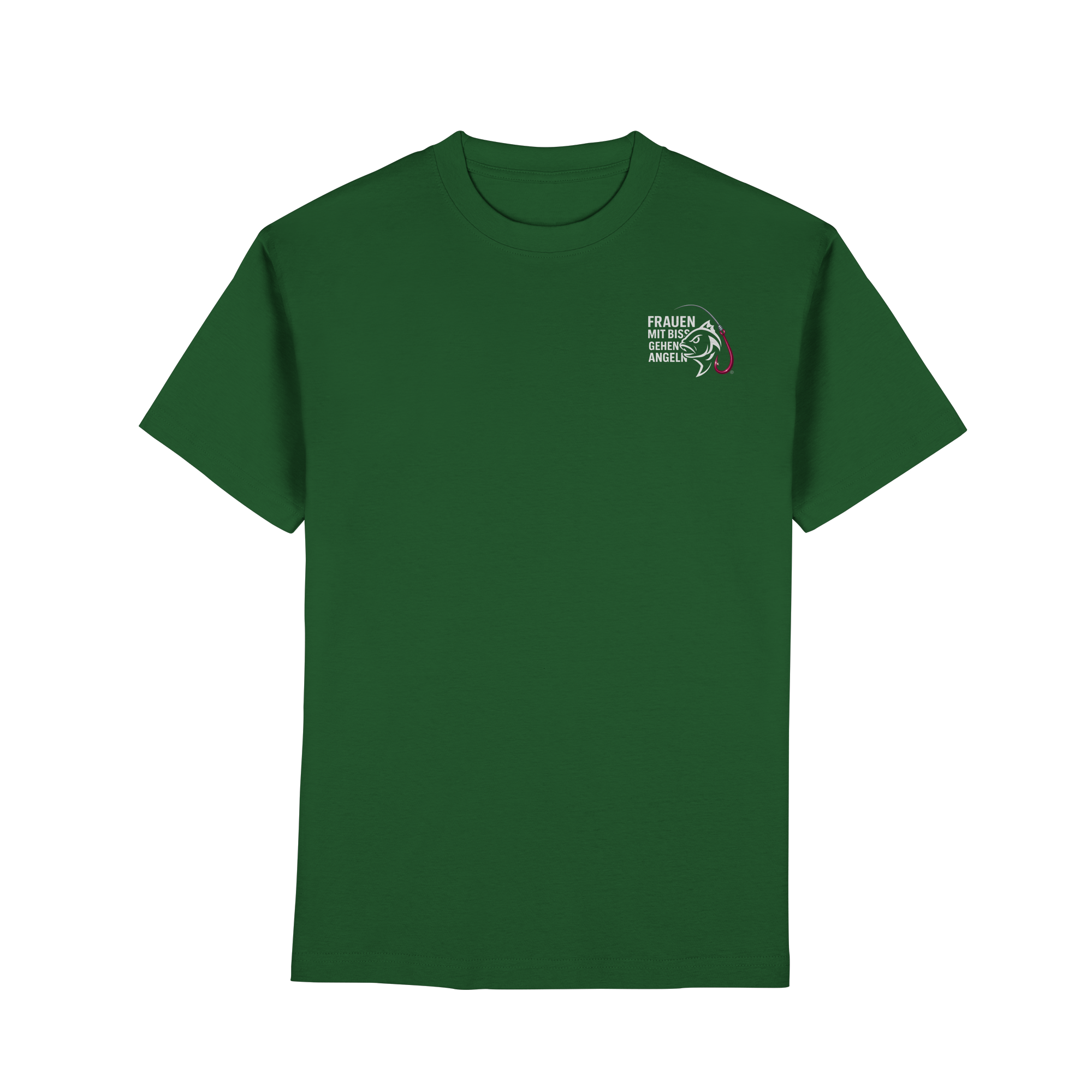 T-Shirt für starke Frauen "Frauen mit Biss, gehen angeln" Vorne/hinten Druck  - Premium Classic T-Shirt