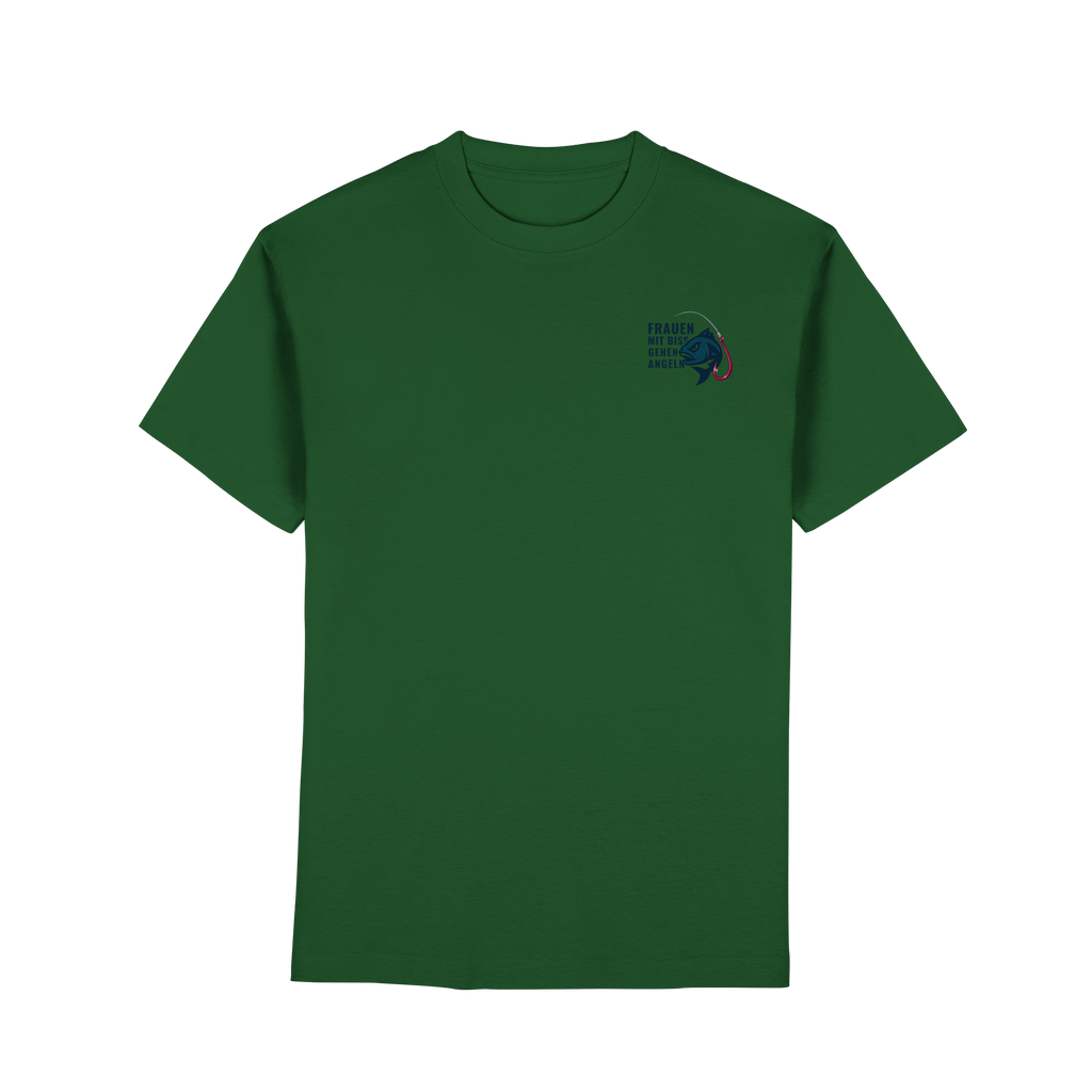 T-Shirt für starke Frauen "Frauen mit Biss, gehen angeln" Vorne/hinten Druck - Premium Classic T-Shirt