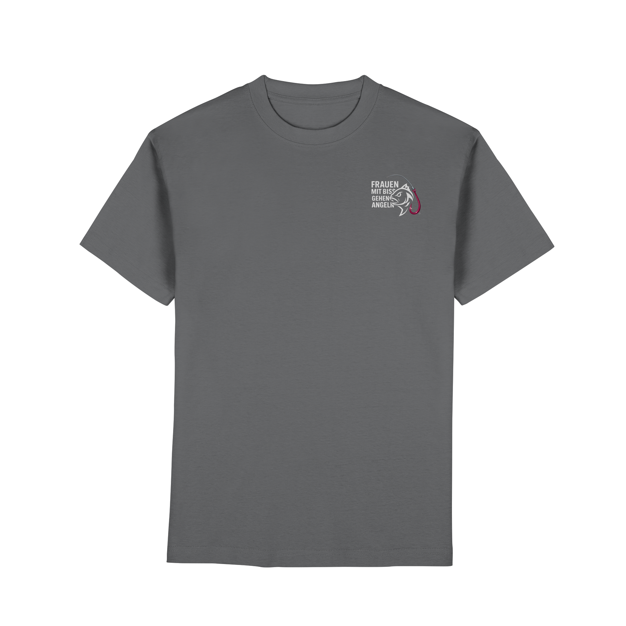 T-Shirt für starke Frauen "Frauen mit Biss, gehen angeln" Vorne/hinten Druck  - Premium Classic T-Shirt