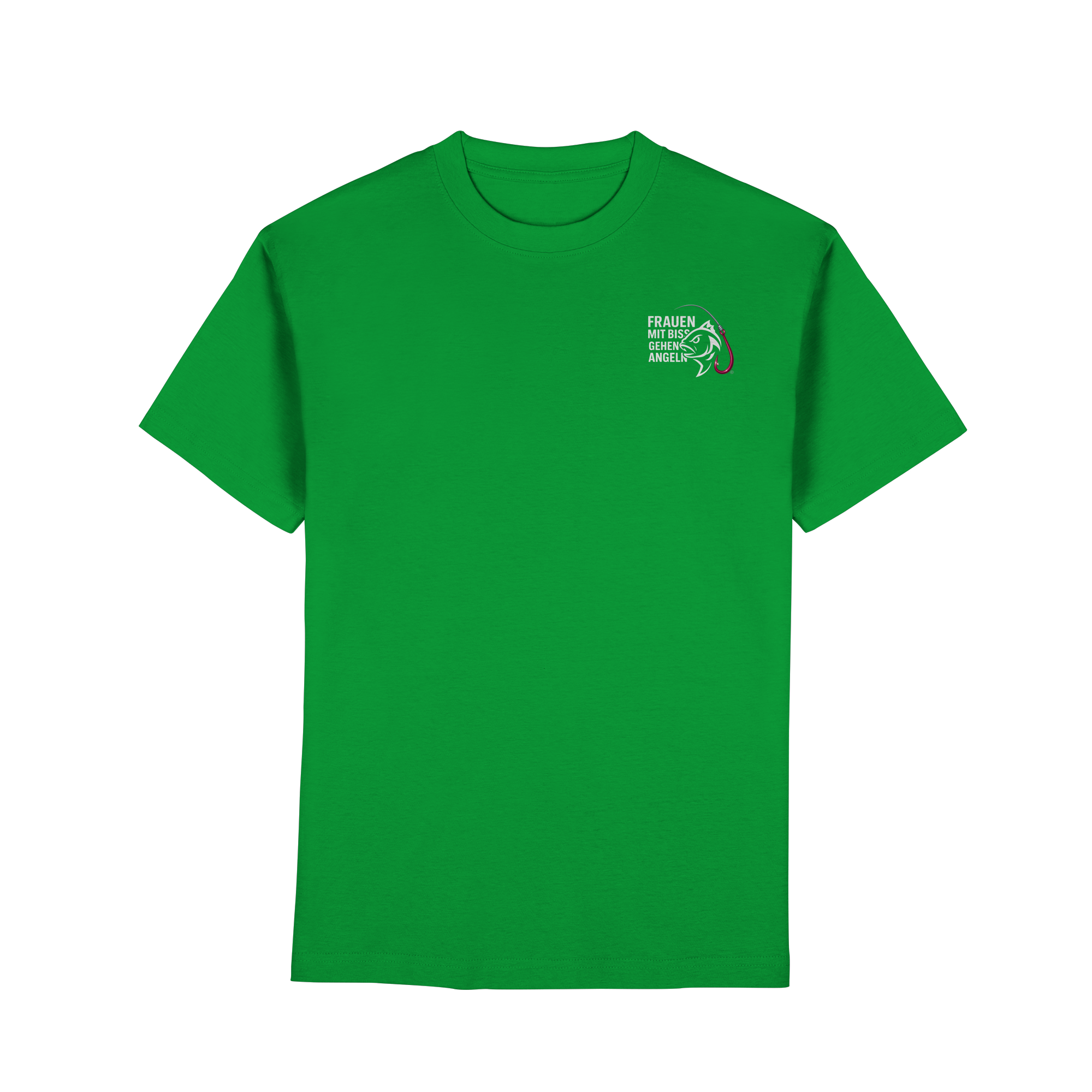 T-Shirt für starke Frauen "Frauen mit Biss, gehen angeln" Vorne/hinten Druck  - Premium Classic T-Shirt