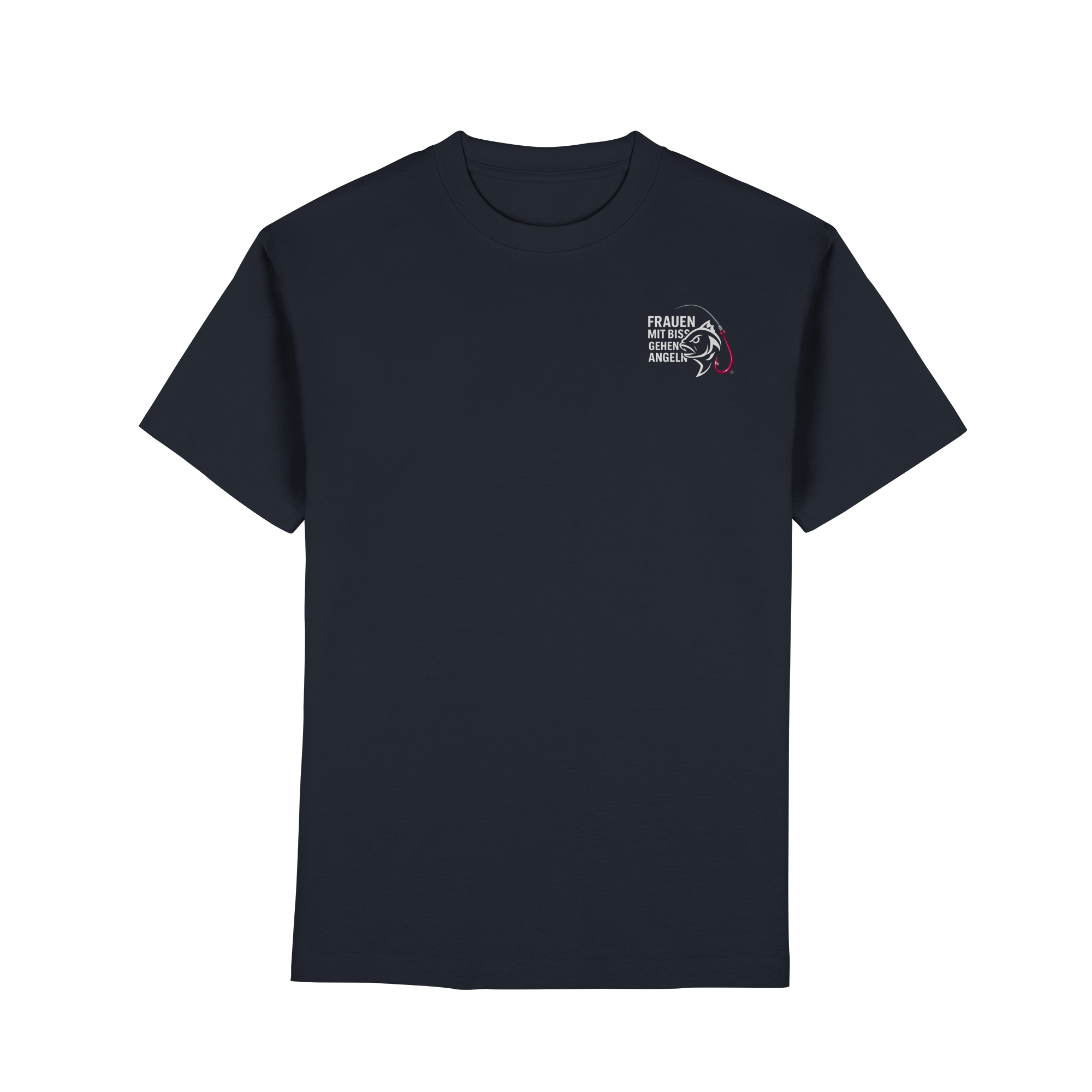 T-Shirt für starke Frauen "Frauen mit Biss, gehen angeln" Vorne/hinten Druck  - Premium Classic T-Shirt