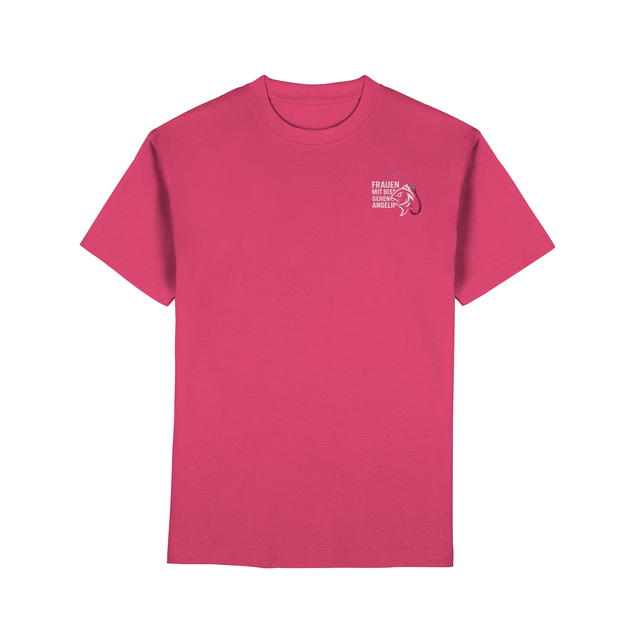 T-Shirt für starke Frauen "Frauen mit Biss, gehen angeln" Vorne/hinten Druck  - Premium Classic T-Shirt