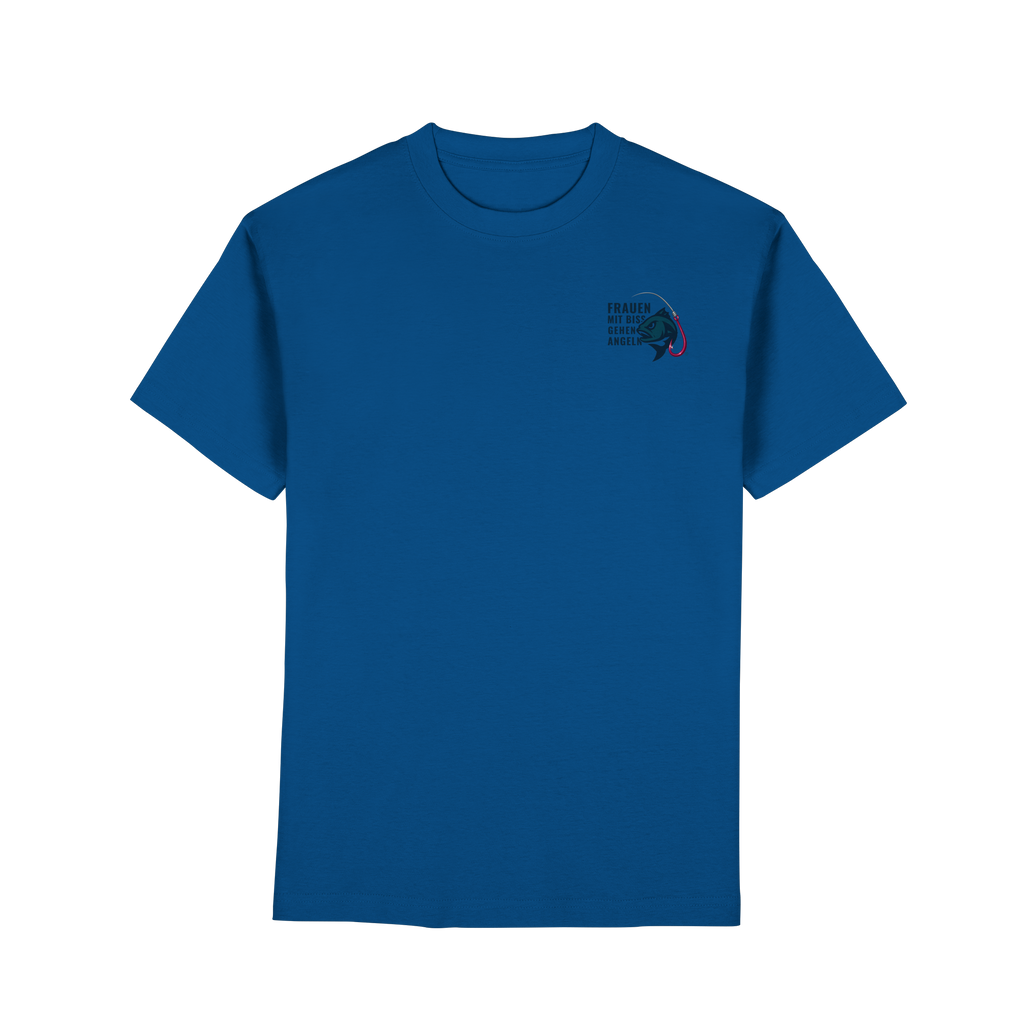 T-Shirt für starke Frauen "Frauen mit Biss, gehen angeln" Vorne/hinten Druck - Premium Classic T-Shirt