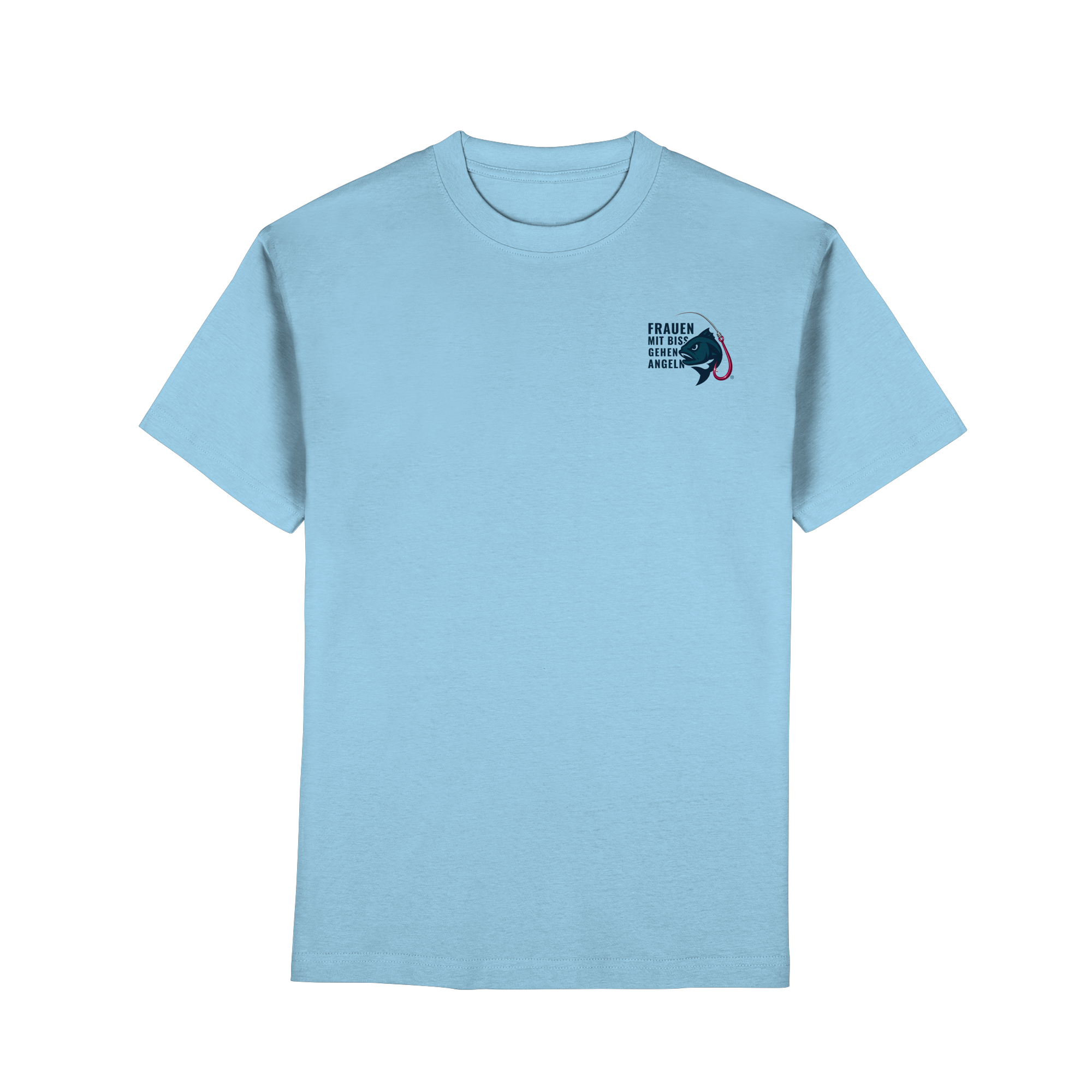 T-Shirt für starke Frauen "Frauen mit Biss, gehen angeln" Vorne/hinten Druck - Premium Classic T-Shirt