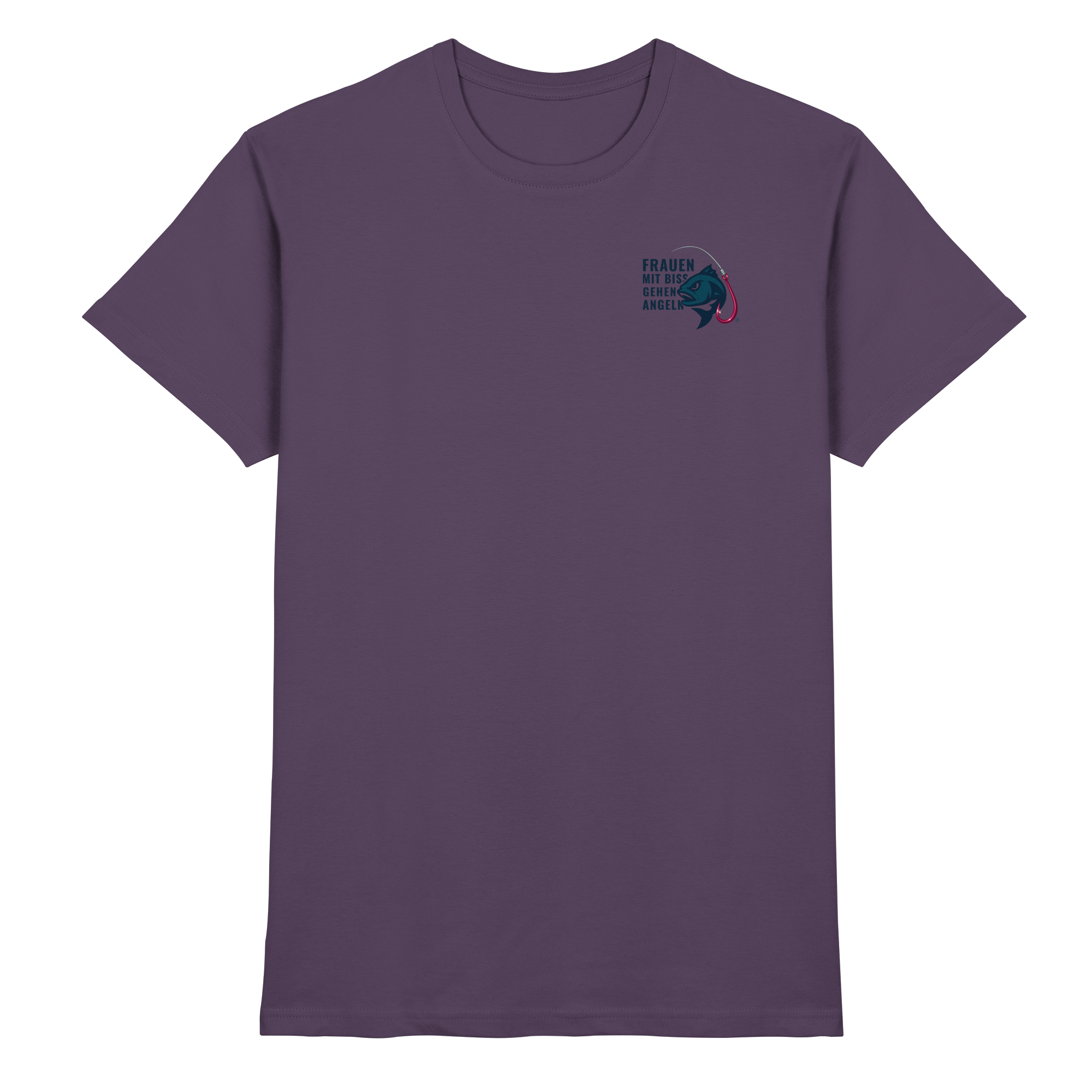 T-Shirt für starke Frauen "Frauen mit Biss, gehen angeln" Vorne/hinten Druck - Premium Shirt