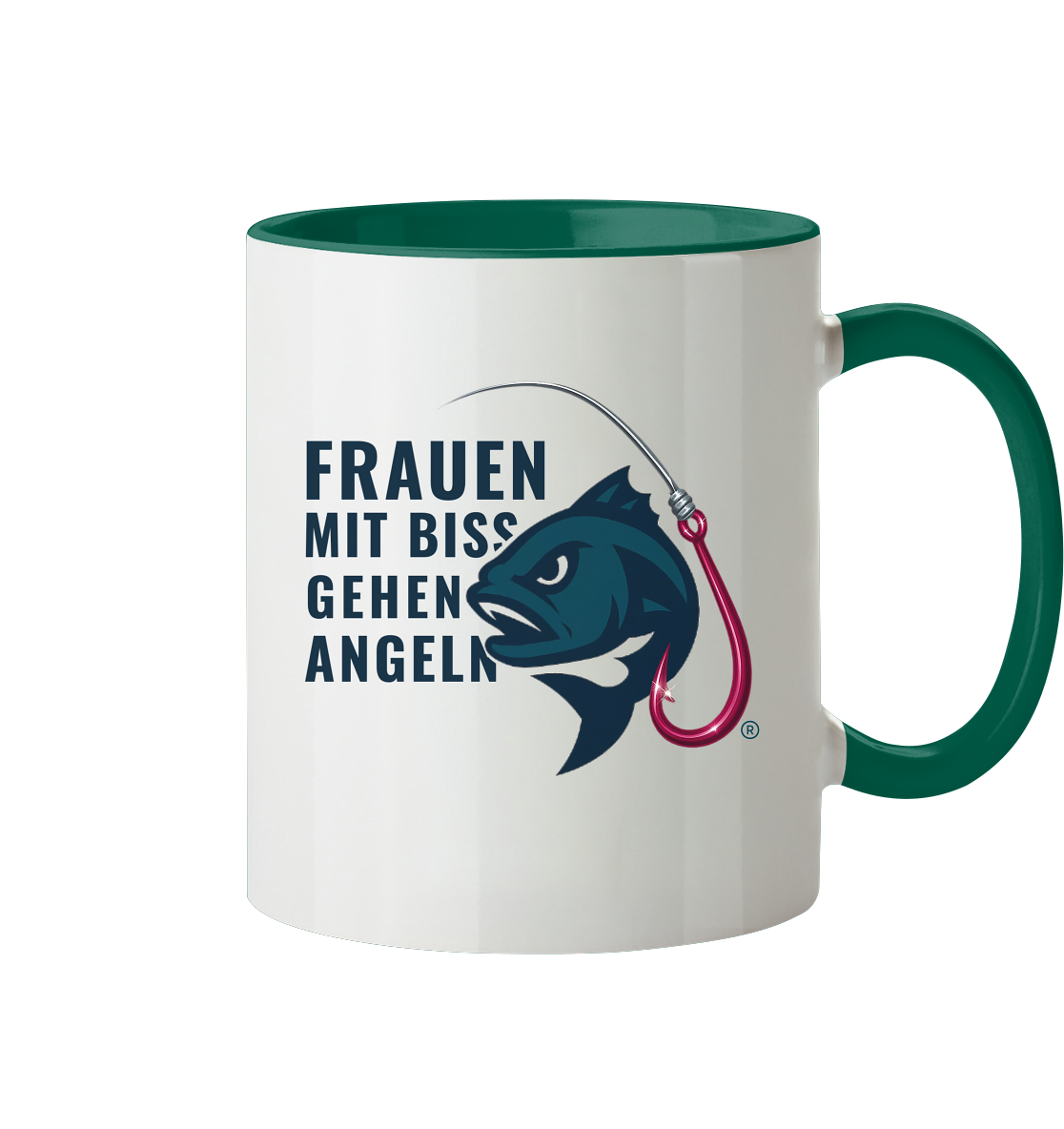 Tasse "Frauen mit Biss, gehen angeln" - zweifarbig - Tasse zweifarbig