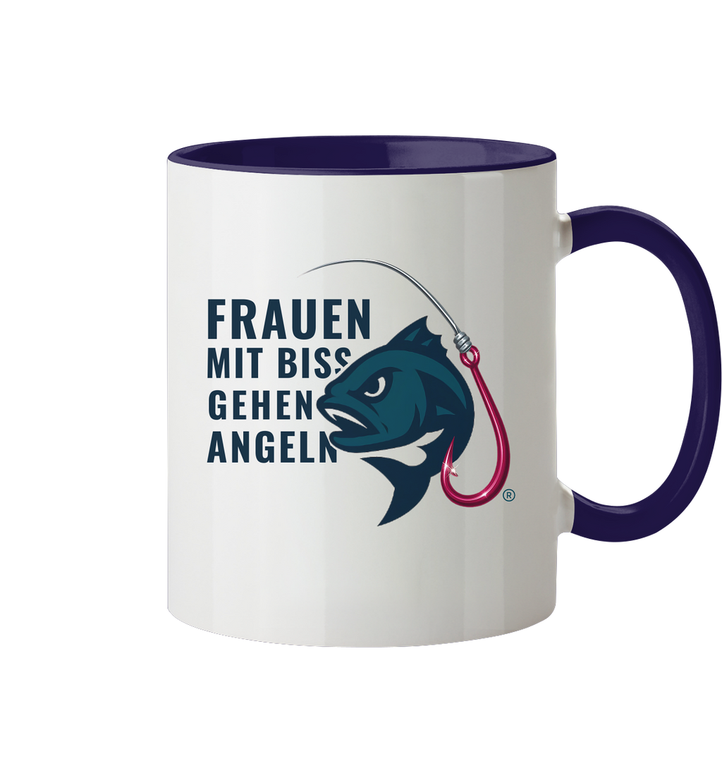 Tasse "Frauen mit Biss, gehen angeln" - zweifarbig - Tasse zweifarbig