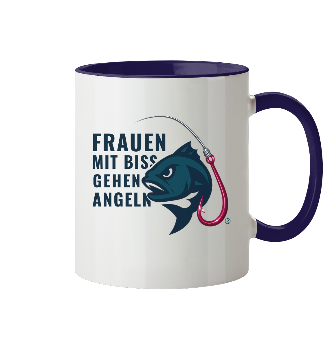 Tasse "Frauen mit Biss, gehen angeln" - zweifarbig - Tasse zweifarbig