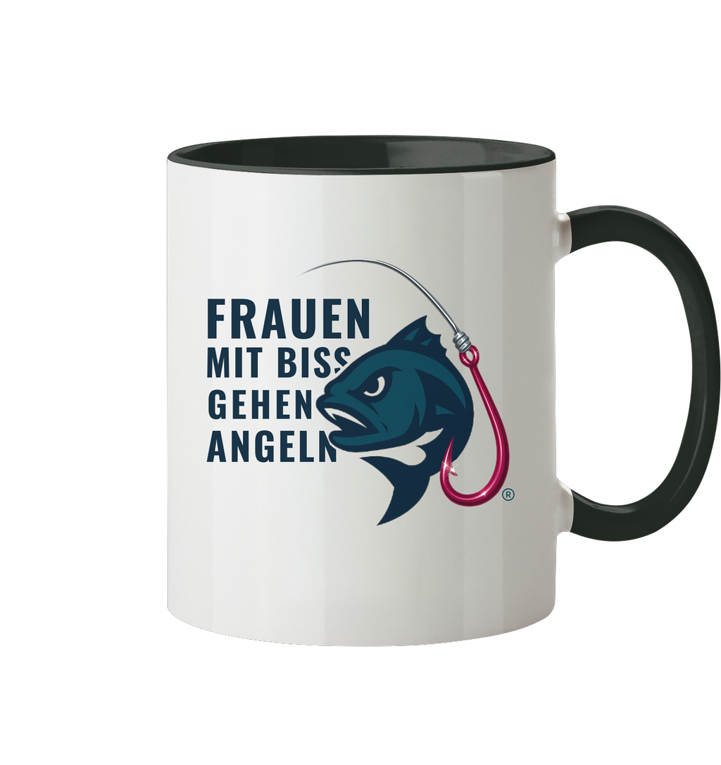 Tasse "Frauen mit Biss, gehen angeln" - zweifarbig - Tasse zweifarbig