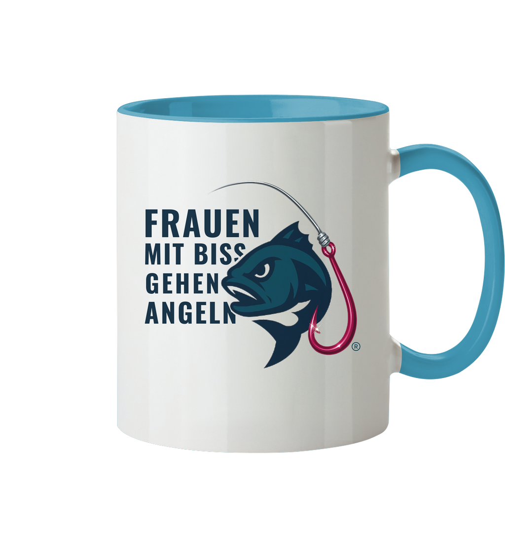 Tasse "Frauen mit Biss, gehen angeln" - zweifarbig - Tasse zweifarbig