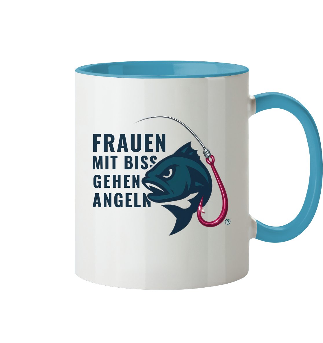 Tasse "Frauen mit Biss, gehen angeln" - zweifarbig - Tasse zweifarbig