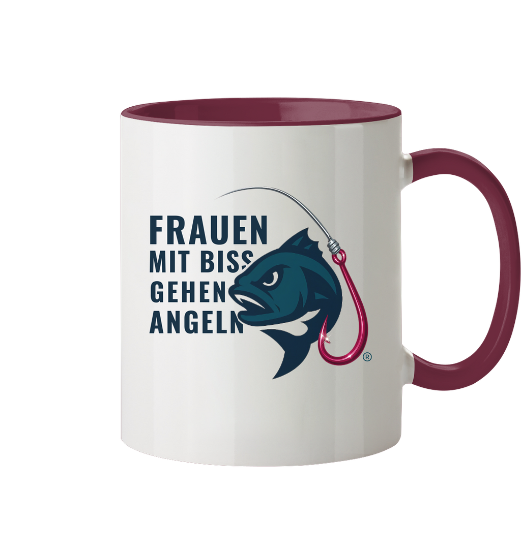 Tasse "Frauen mit Biss, gehen angeln" - zweifarbig - Tasse zweifarbig