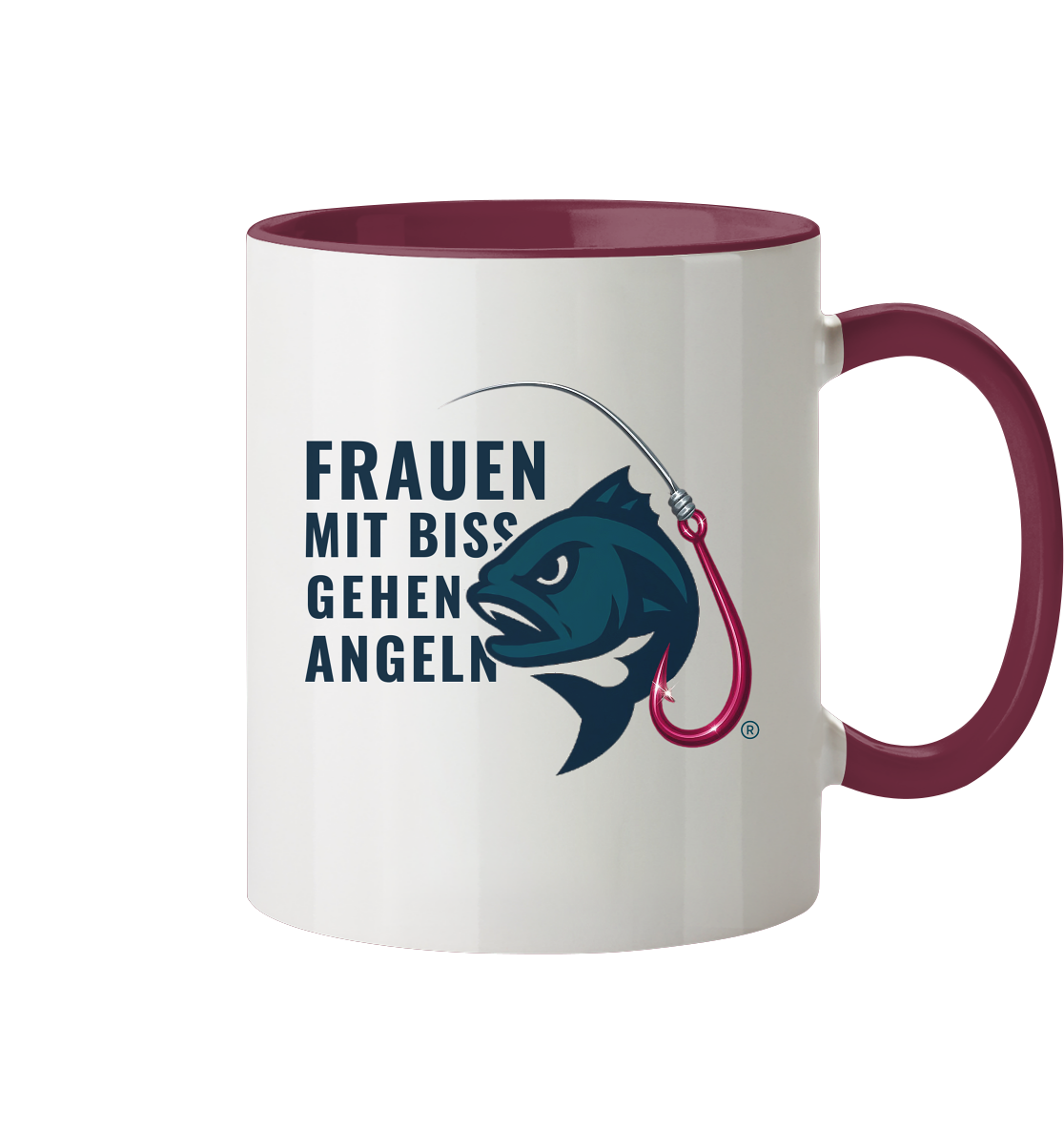 Tasse "Frauen mit Biss, gehen angeln" - zweifarbig - Tasse zweifarbig