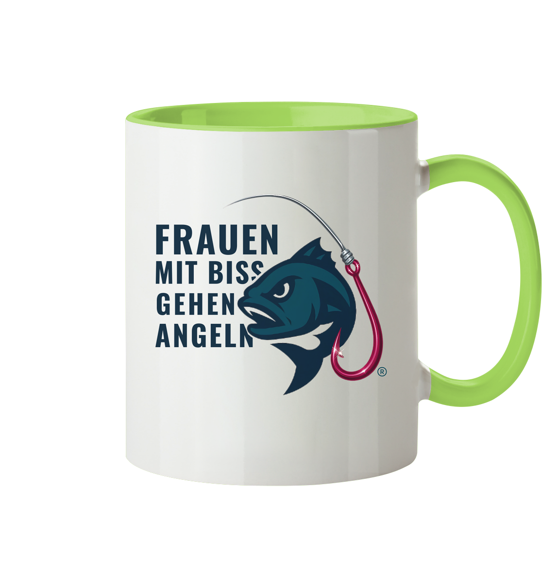 Tasse "Frauen mit Biss, gehen angeln" - zweifarbig - Tasse zweifarbig