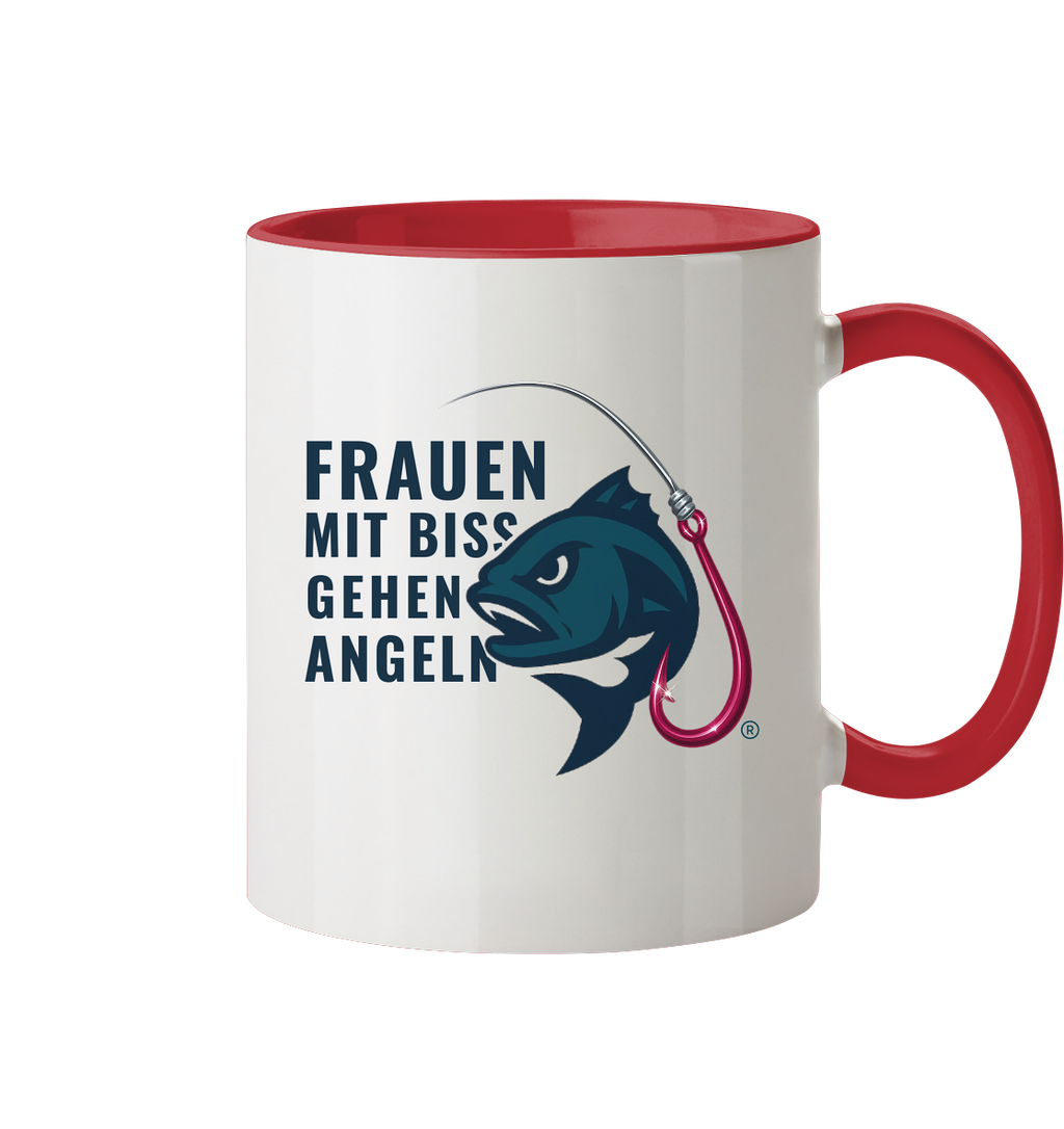 Tasse "Frauen mit Biss, gehen angeln" - zweifarbig - Tasse zweifarbig