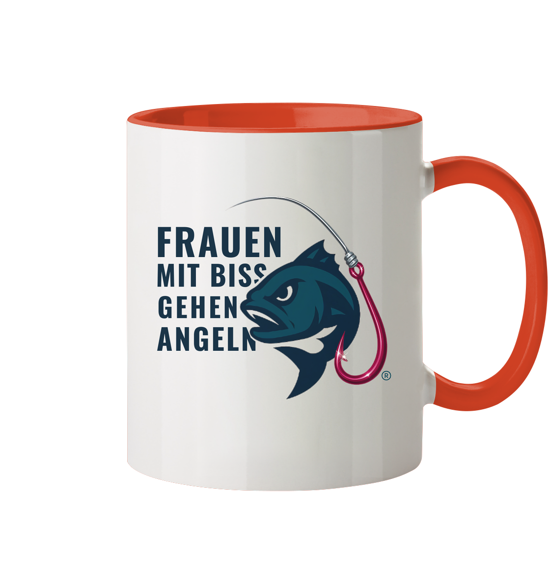 Tasse "Frauen mit Biss, gehen angeln" - zweifarbig - Tasse zweifarbig