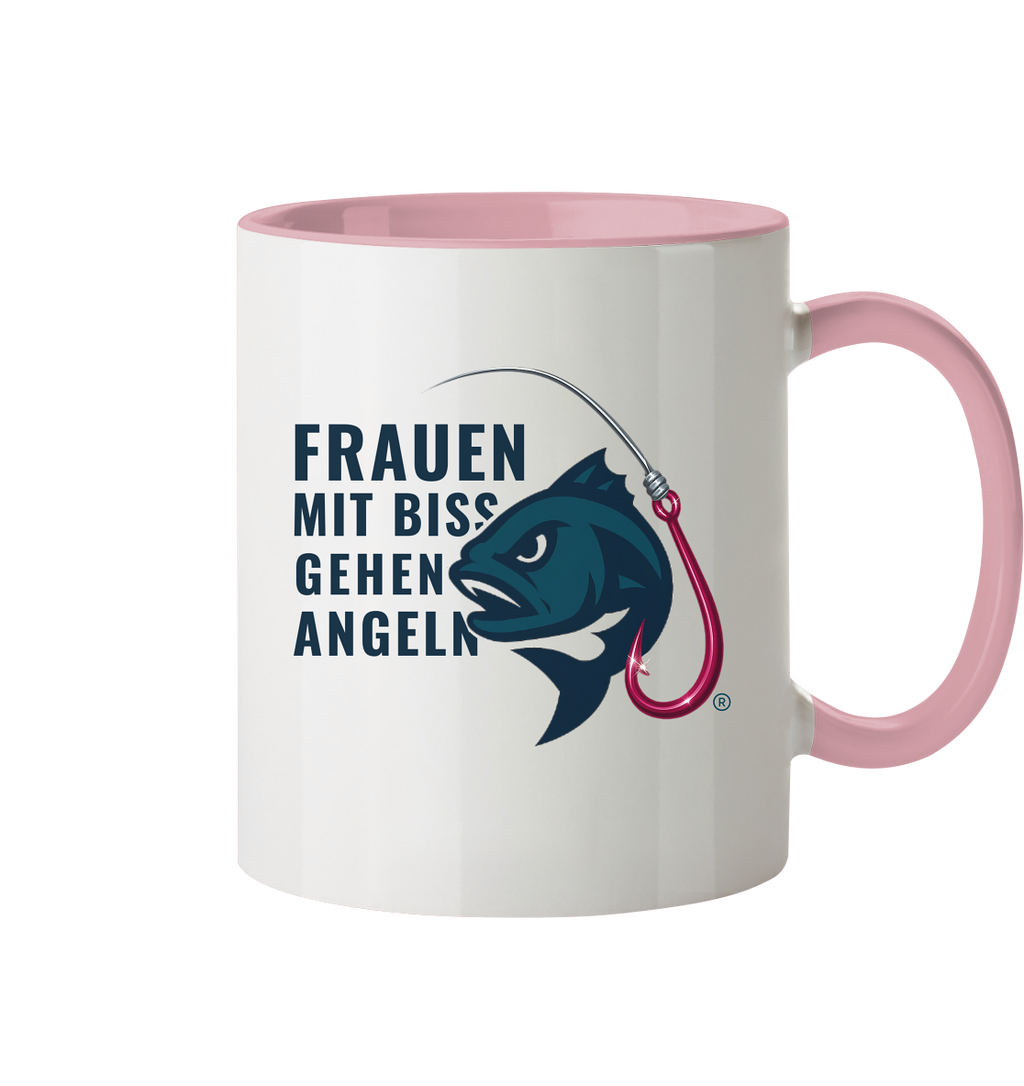 Tasse "Frauen mit Biss, gehen angeln" - zweifarbig - Tasse zweifarbig