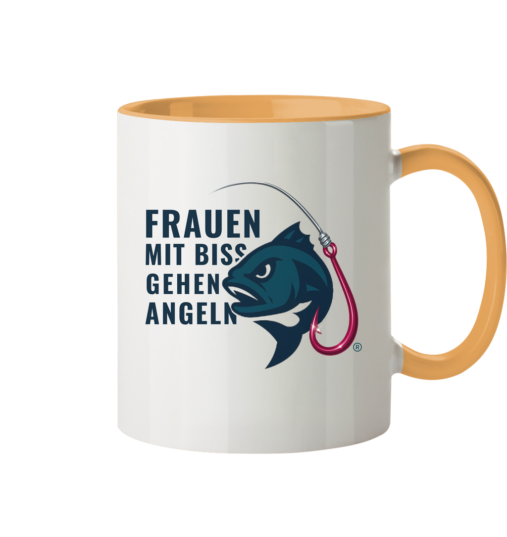 Tasse "Frauen mit Biss, gehen angeln" - zweifarbig - Tasse zweifarbig