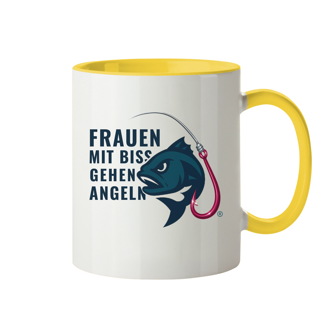 Tasse "Frauen mit Biss, gehen angeln" - zweifarbig - Tasse zweifarbig